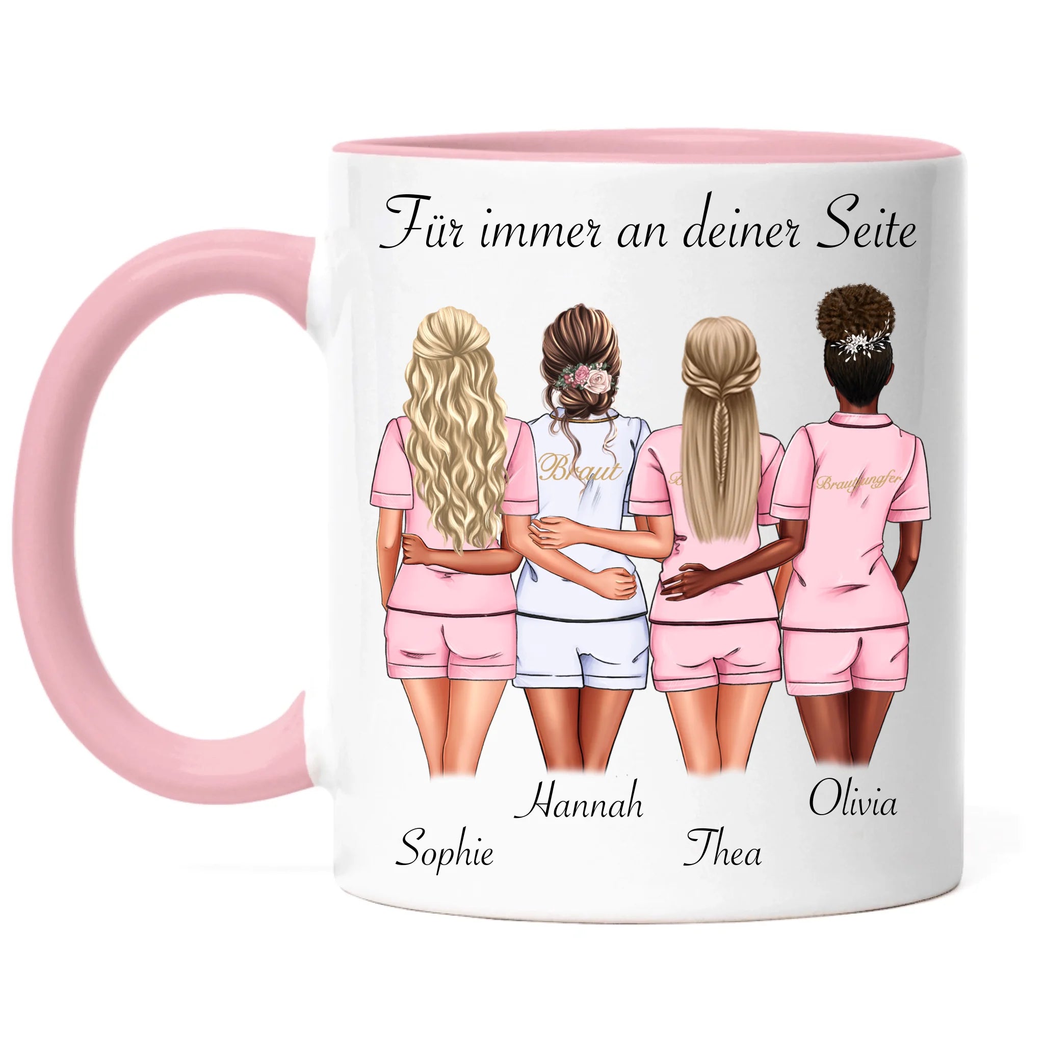Tasse Brautjungfer Personalisiert Name Braut & 3 Trauzeuginnen, Frage & Danke-Geschenk für Freundinnen Brautjungfern & Brautparty