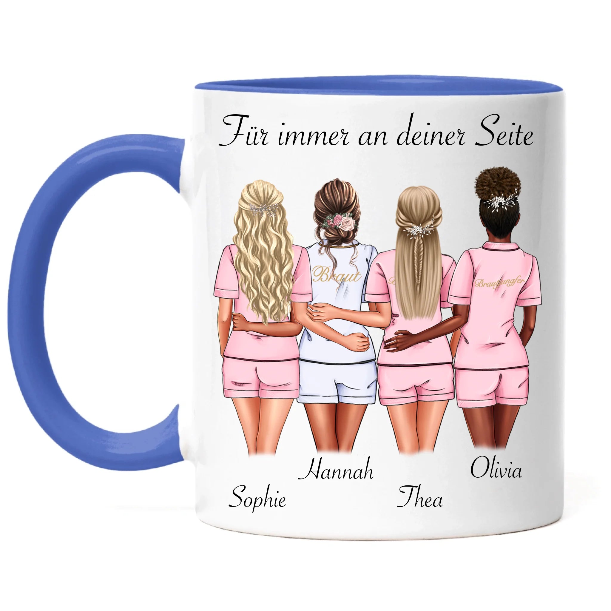 Tasse Brautjungfer Personalisiert Name Braut & 3 Trauzeuginnen, Frage & Danke-Geschenk für Freundinnen Brautjungfern & Brautparty