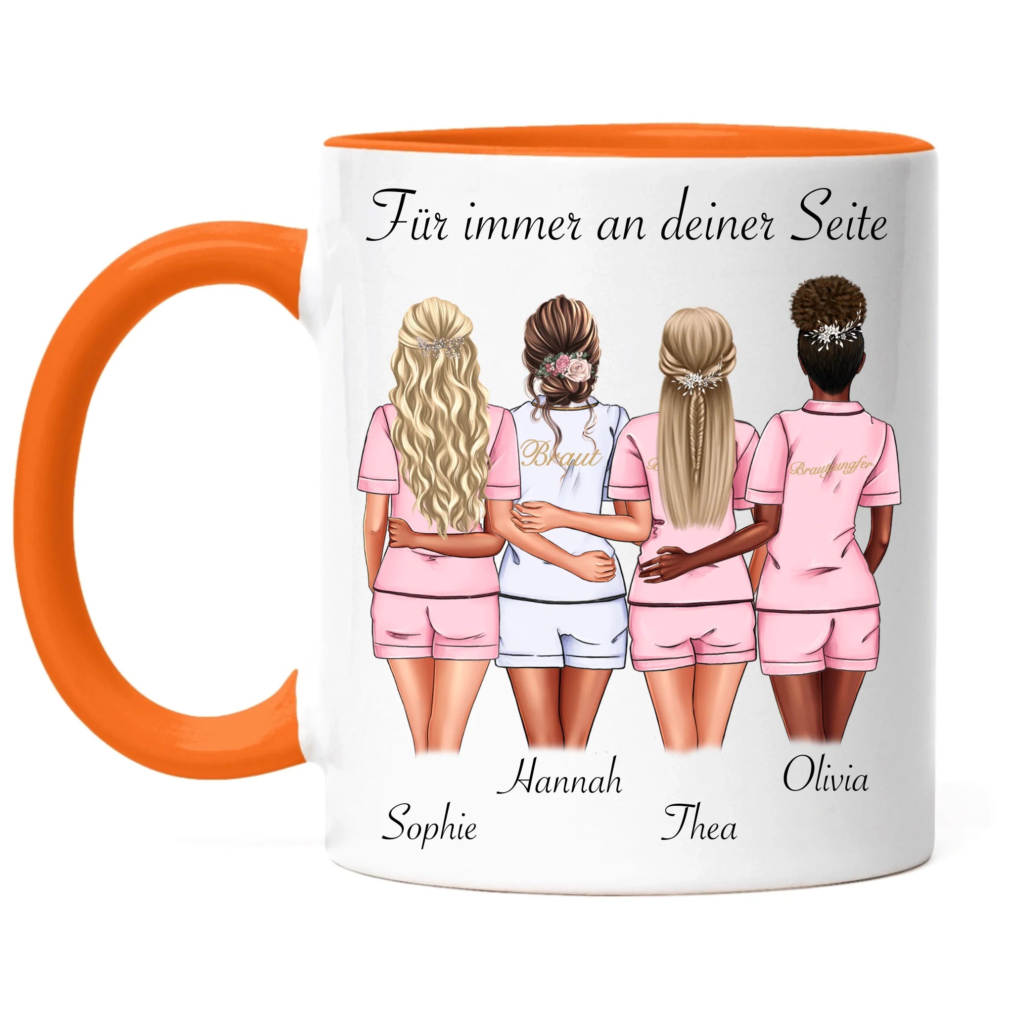 Tasse Brautjungfer Personalisiert Name Braut & 3 Trauzeuginnen, Frage & Danke-Geschenk für Freundinnen Brautjungfern & Brautparty