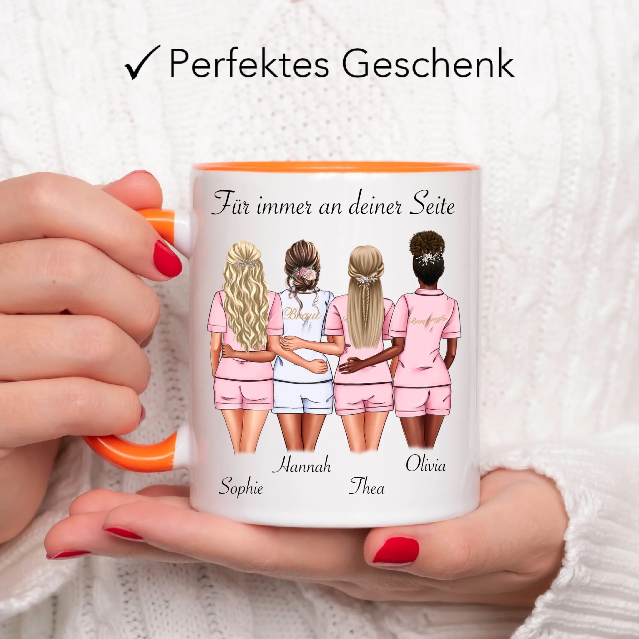Tasse Brautjungfer Personalisiert Name Braut & 3 Trauzeuginnen, Frage & Danke-Geschenk für Freundinnen Brautjungfern & Brautparty