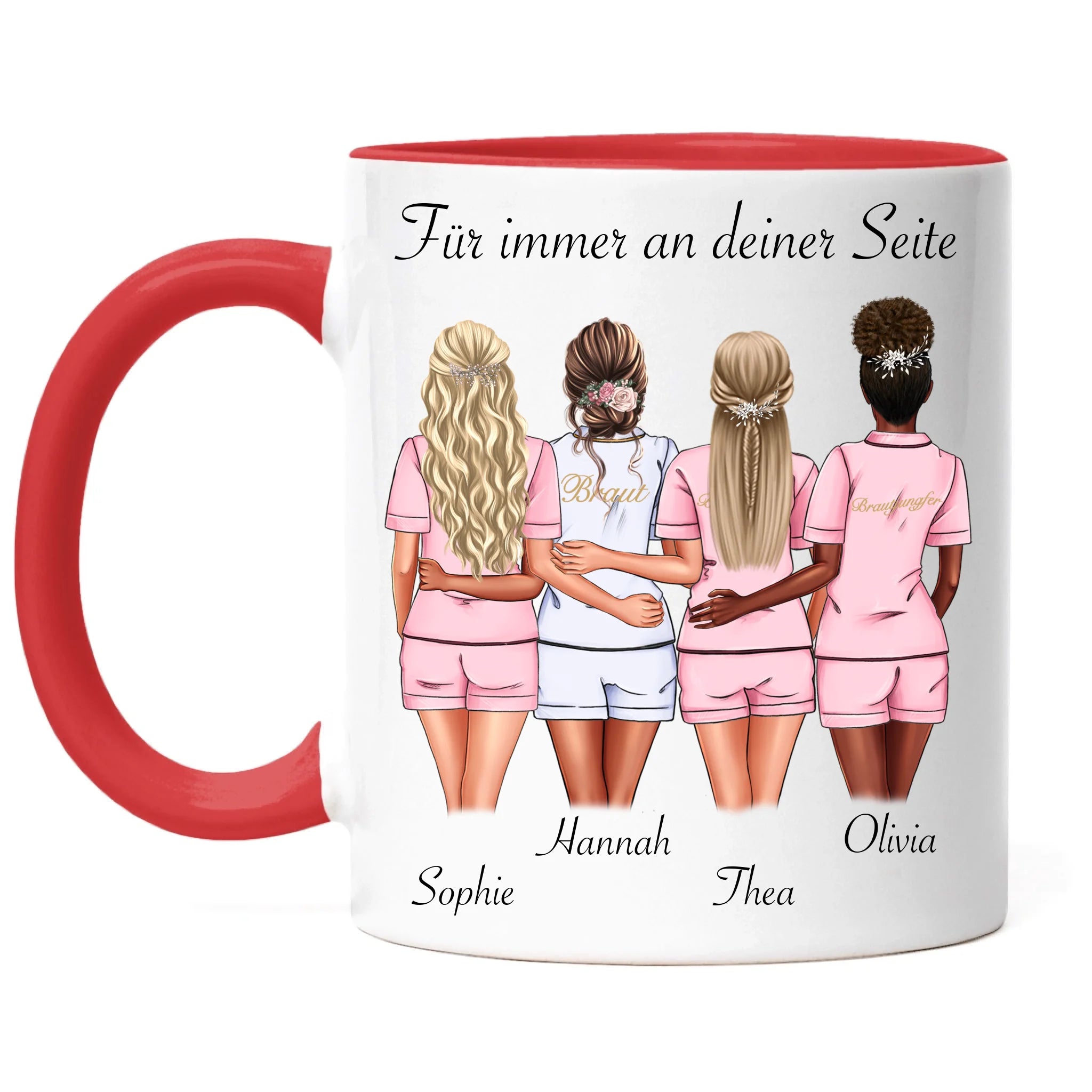 Tasse Brautjungfer Personalisiert Name Braut & 3 Trauzeuginnen, Frage & Danke-Geschenk für Freundinnen Brautjungfern & Brautparty