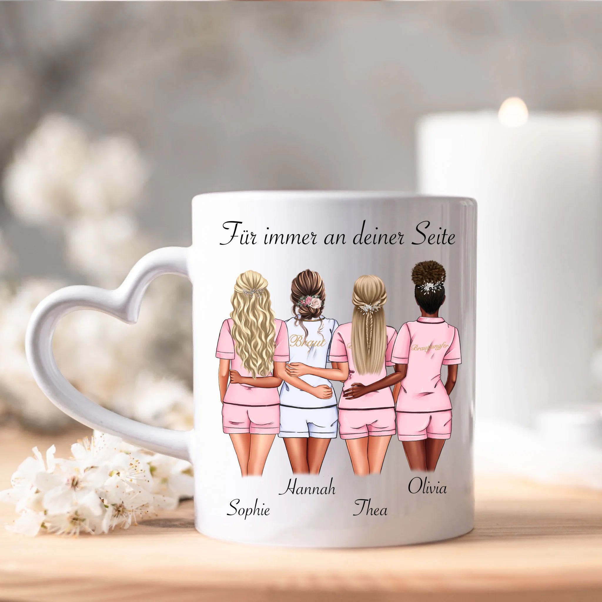 Tasse Brautjungfer Personalisiert Name Braut & 3 Trauzeuginnen, Frage & Danke-Geschenk für Freundinnen Brautjungfern & Brautparty