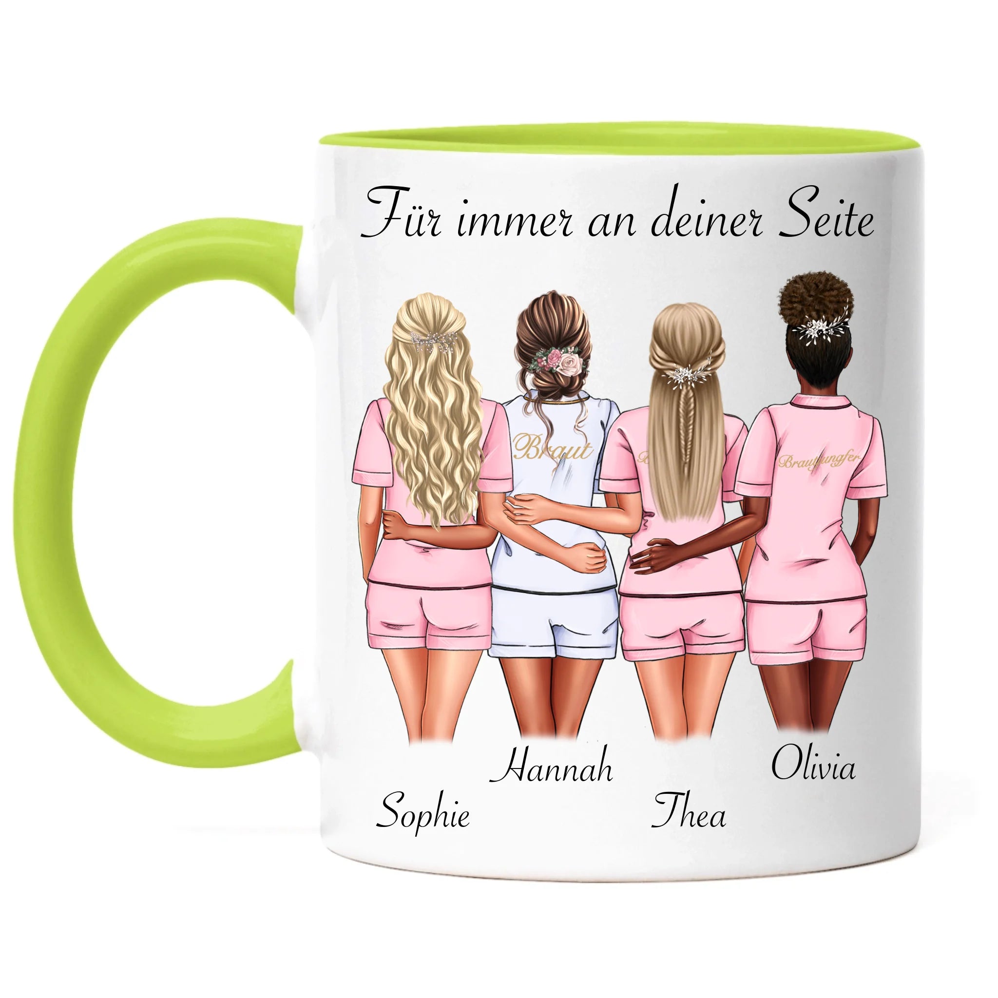 Tasse Brautjungfer Personalisiert Name Braut & 3 Trauzeuginnen, Frage & Danke-Geschenk für Freundinnen Brautjungfern & Brautparty
