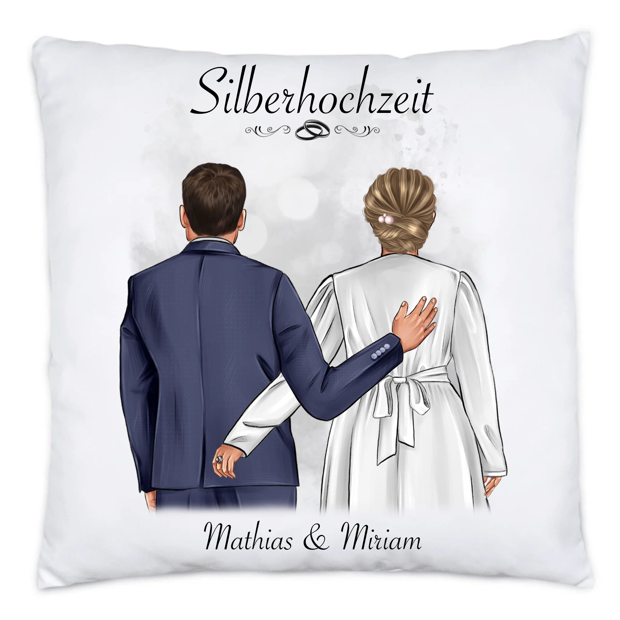Kissen Silberhochzeit Personalisiert Silberne Hochzeit Bild Hochzeitstag Geschenk 25. Hochzeitstag Jubiläum für Paare - Kissen inkl. Füllung