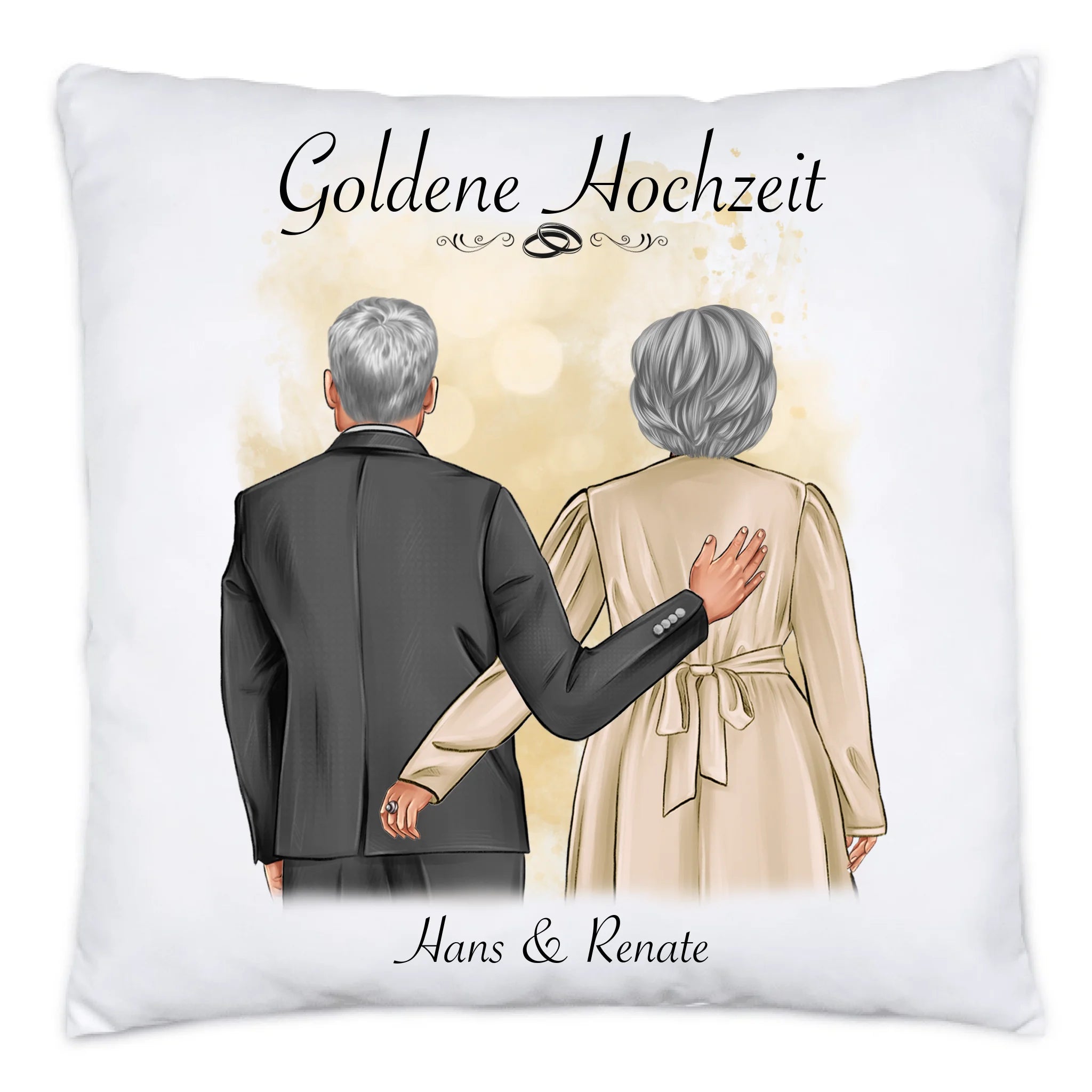 Kissen Hochzeit Personalisiert Goldhochzeit Bild Hochzeitstag Geschenk 50. Hochzeitstag Jubiläum für Paare - Kissen inkl. Füllung