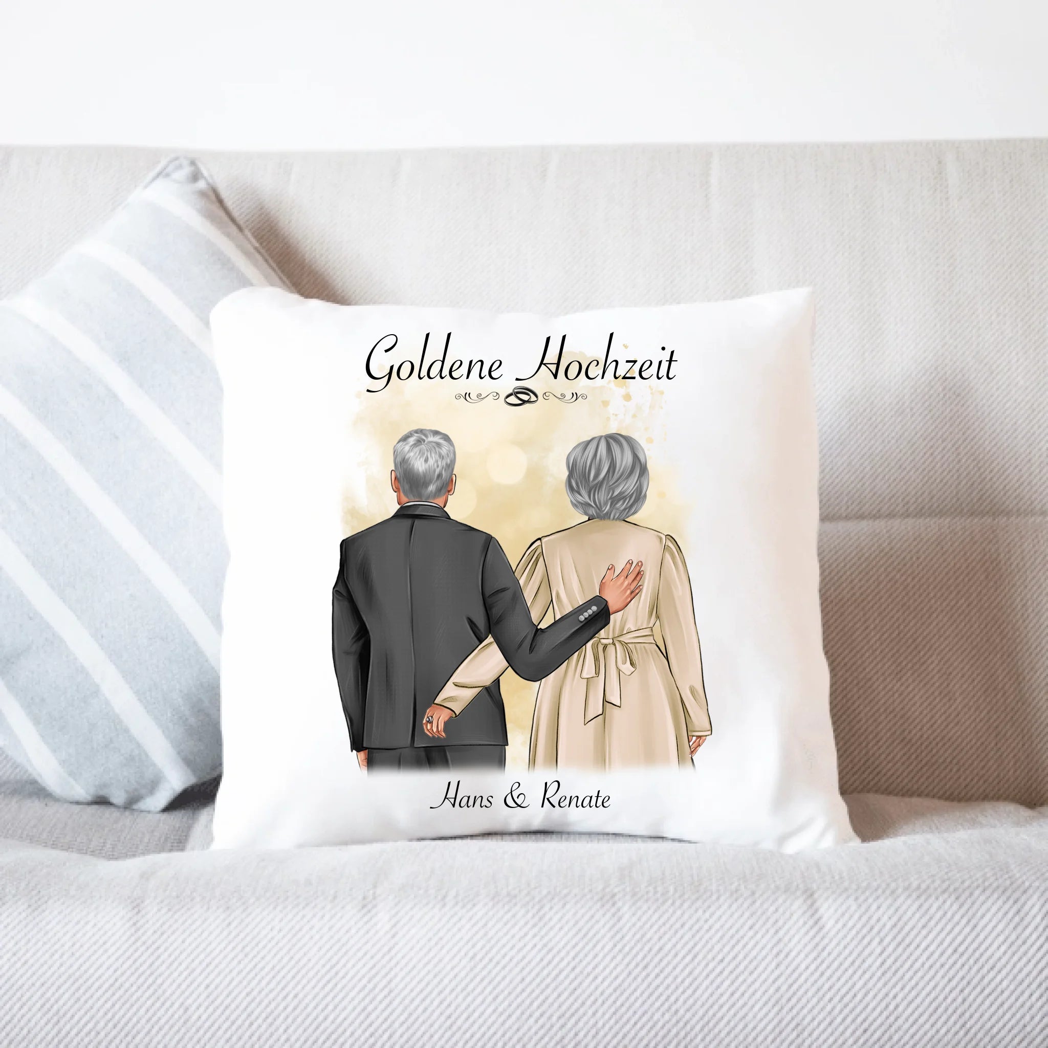 Kissen Hochzeit Personalisiert Goldhochzeit Bild Hochzeitstag Geschenk 50. Hochzeitstag Jubiläum für Paare - Kissen inkl. Füllung