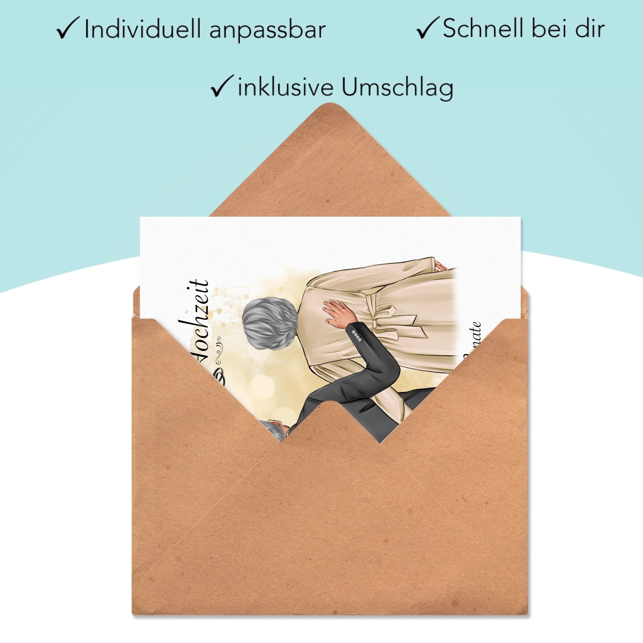 Karte Hochzeit Personalisiert Goldhochzeit Bild Hochzeitstag Geschenk 50. Hochzeitstag Jubiläum für Paare - Klappkarte mit Umschlag