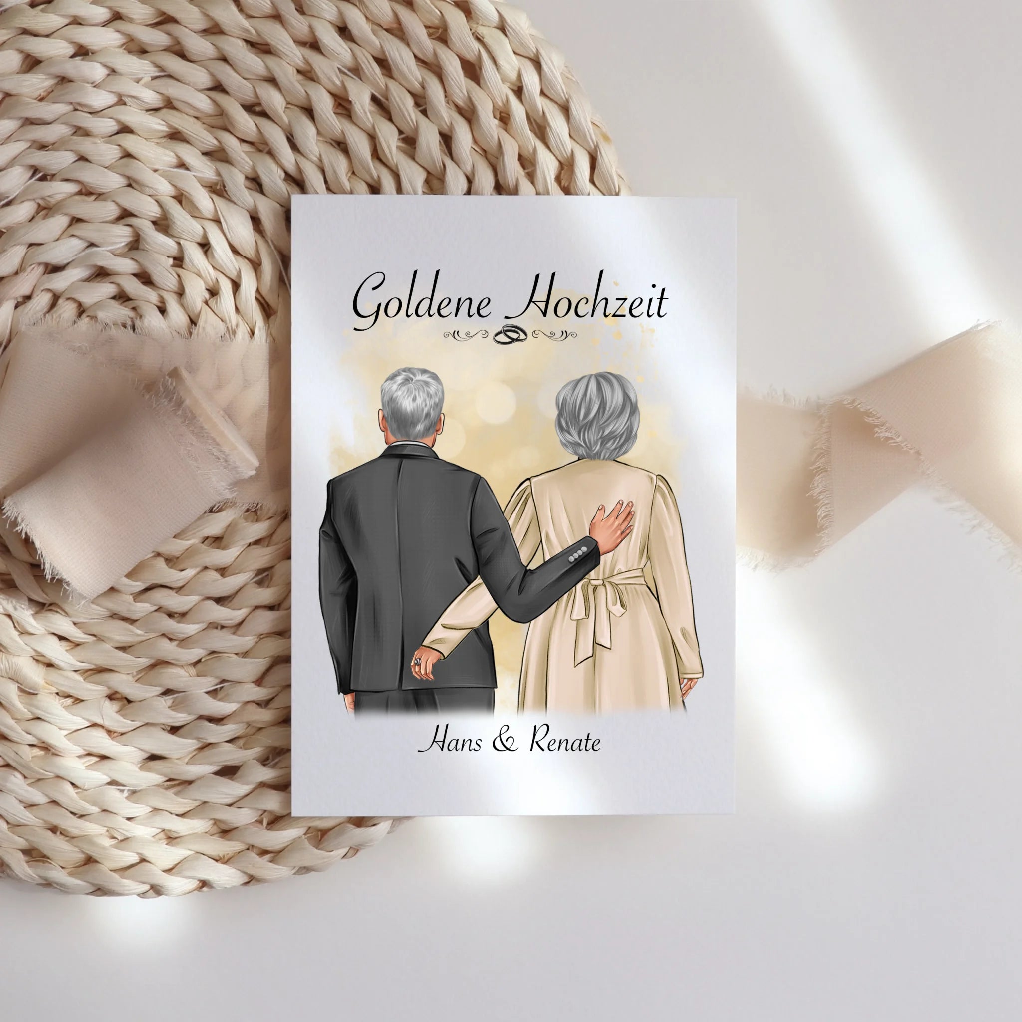 Karte Hochzeit Personalisiert Goldhochzeit Bild Hochzeitstag Geschenk 50. Hochzeitstag Jubiläum für Paare - Klappkarte mit Umschlag
