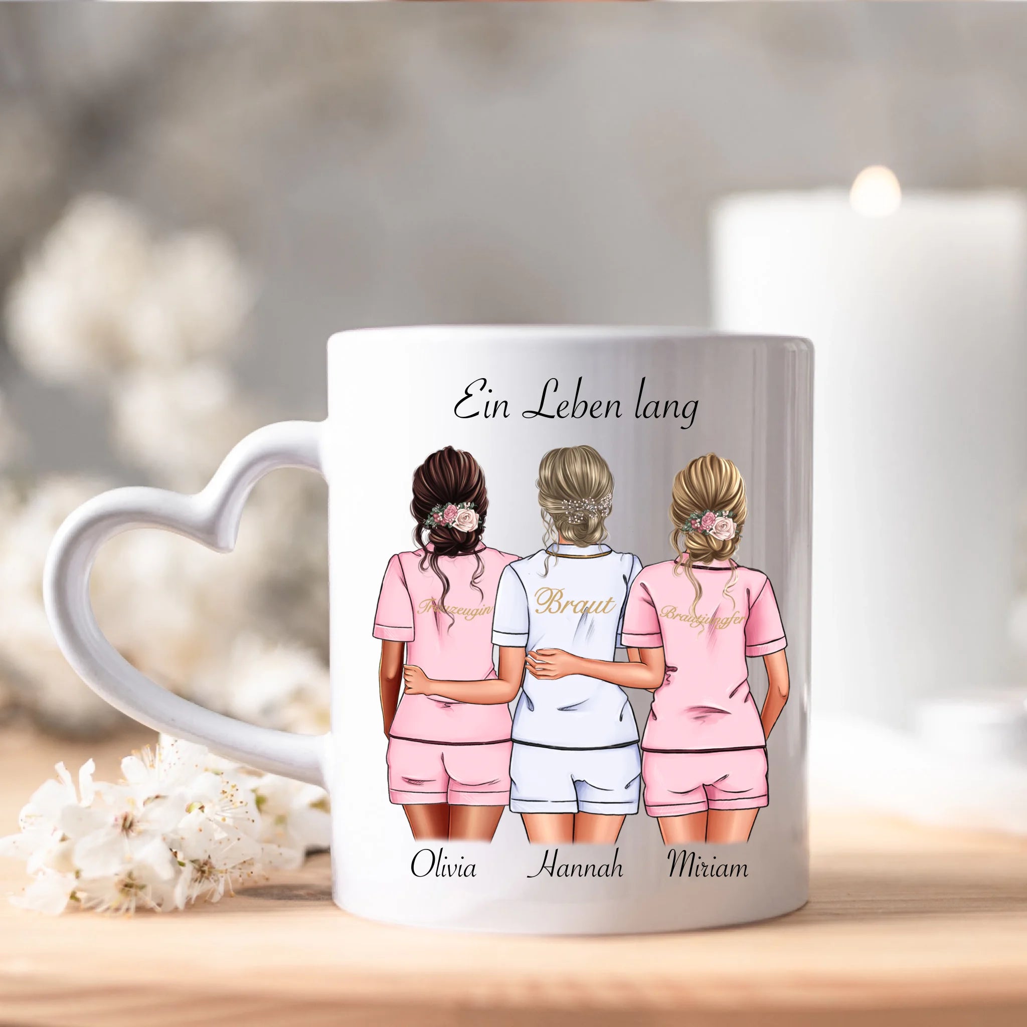 Tasse Brautjungfer Personalisiert Name Braut & 2 Trauzeuginnen, Frage & Danke-Geschenk für Freundinnen Brautjungfern & Brautparty
