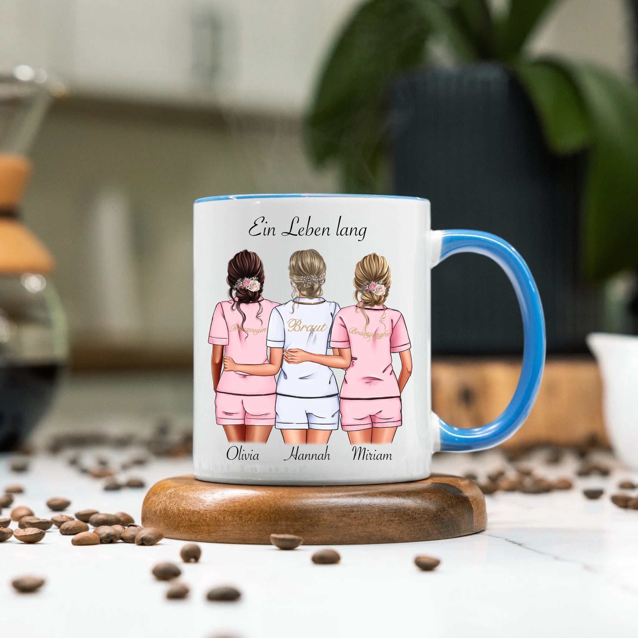 Tasse Brautjungfer Personalisiert Name Braut & 2 Trauzeuginnen, Frage & Danke-Geschenk für Freundinnen Brautjungfern & Brautparty