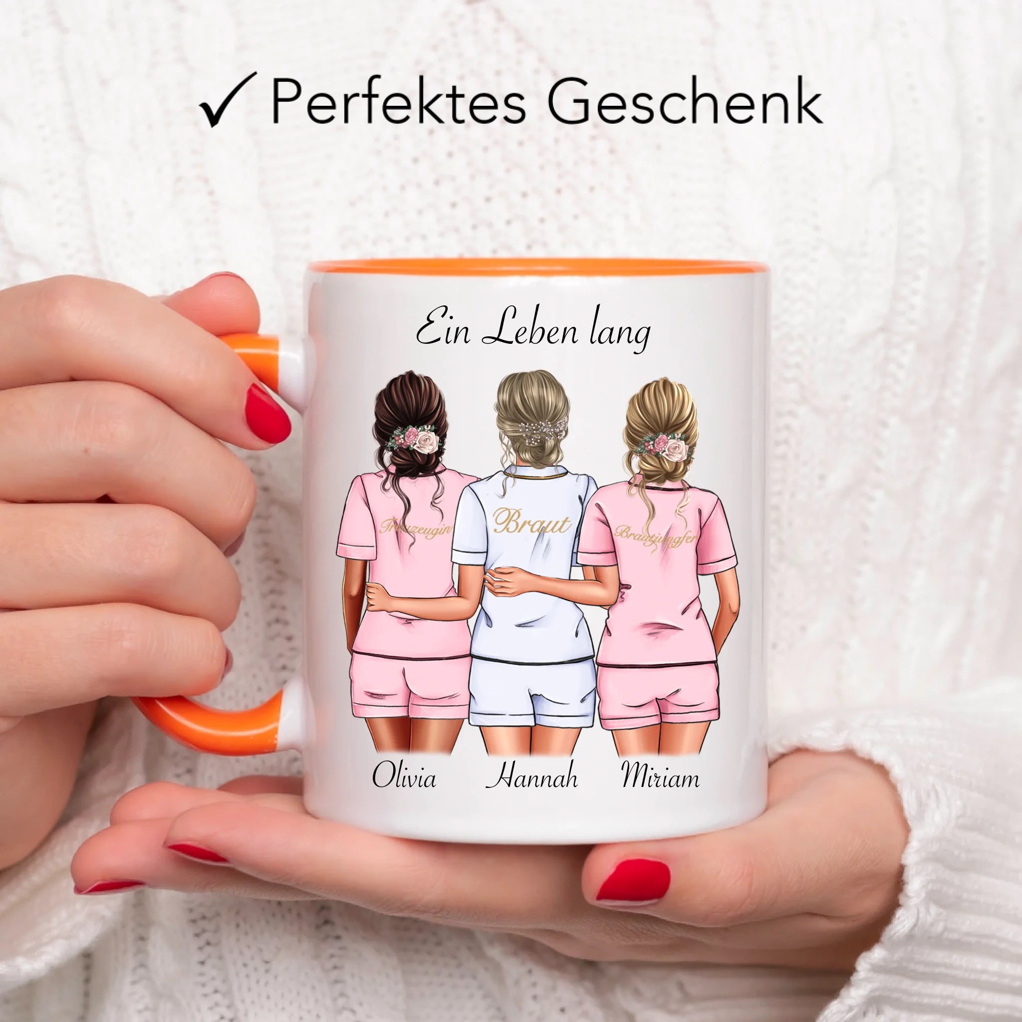 Tasse Brautjungfer Personalisiert Name Braut & 2 Trauzeuginnen, Frage & Danke-Geschenk für Freundinnen Brautjungfern & Brautparty