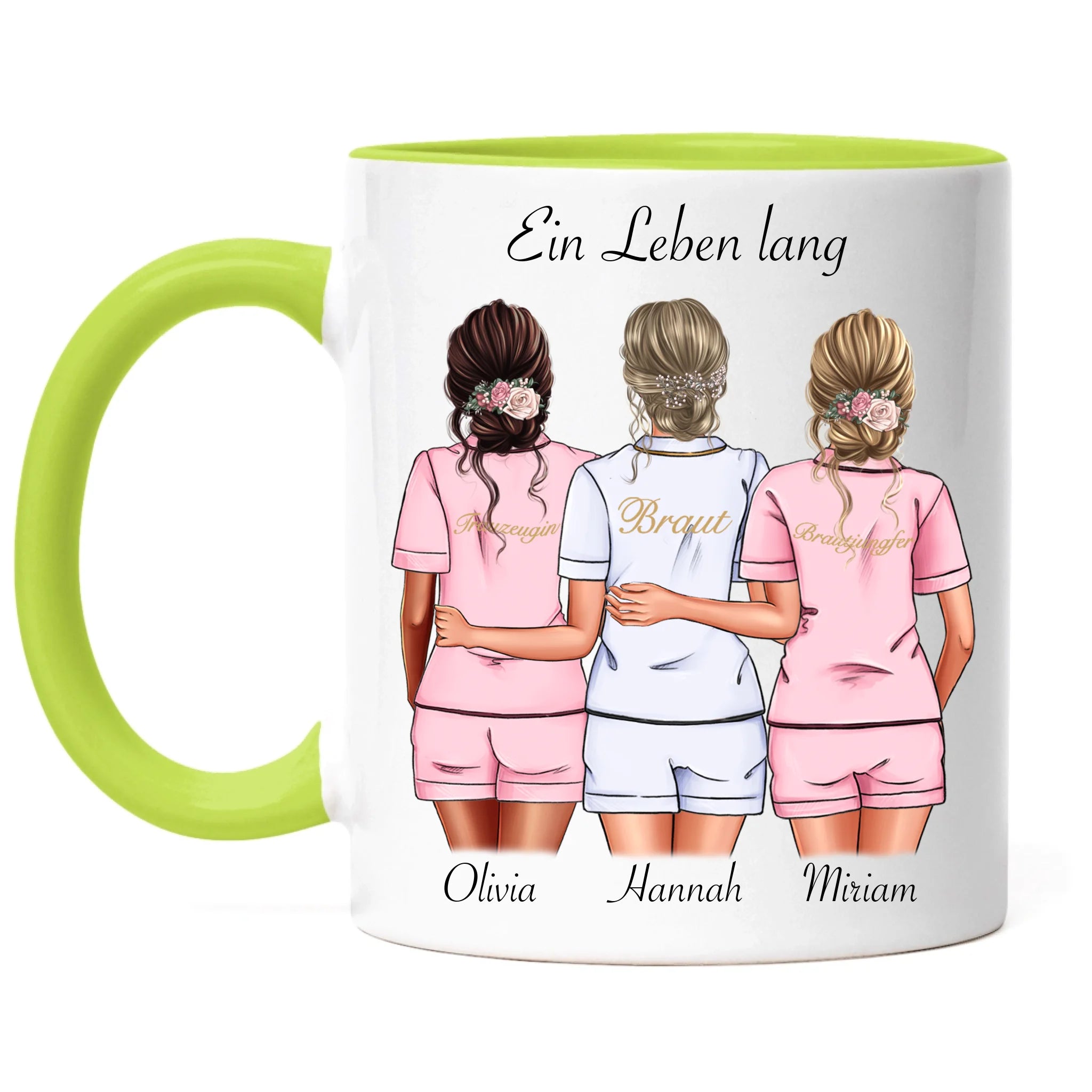 Tasse Brautjungfer Personalisiert Name Braut & 2 Trauzeuginnen, Frage & Danke-Geschenk für Freundinnen Brautjungfern & Brautparty