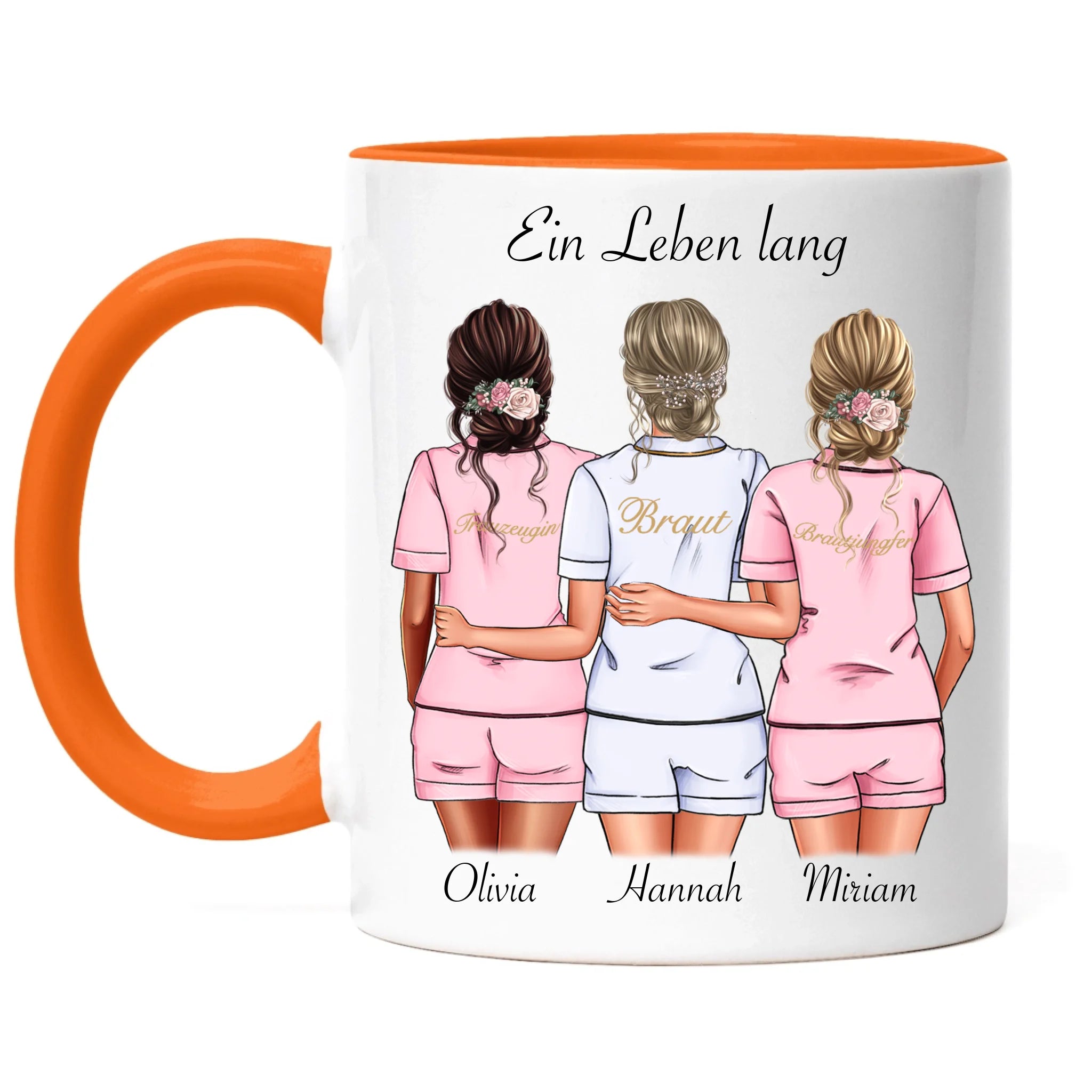 Tasse Brautjungfer Personalisiert Name Braut & 2 Trauzeuginnen, Frage & Danke-Geschenk für Freundinnen Brautjungfern & Brautparty