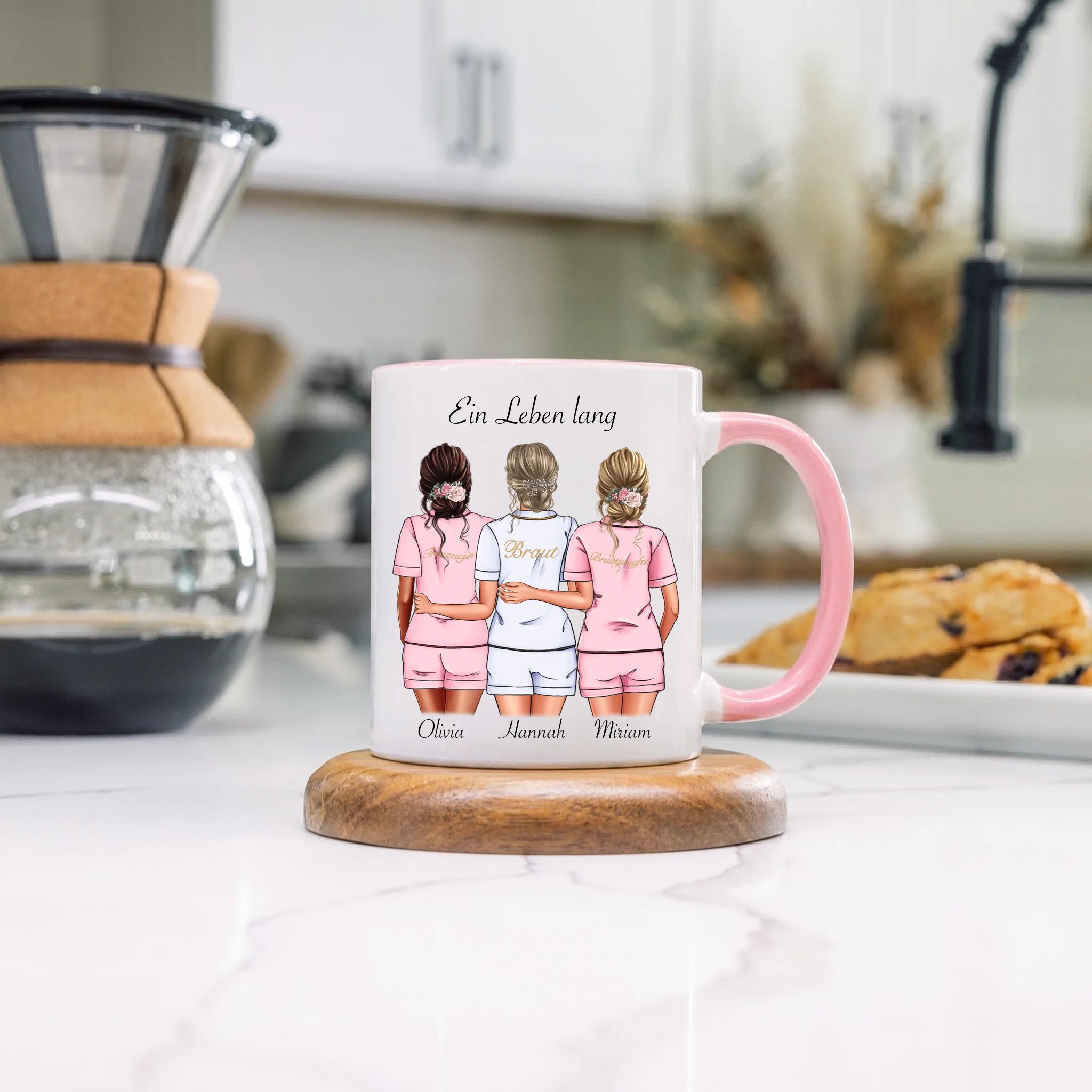 Tasse Brautjungfer Personalisiert Name Braut & 2 Trauzeuginnen, Frage & Danke-Geschenk für Freundinnen Brautjungfern & Brautparty