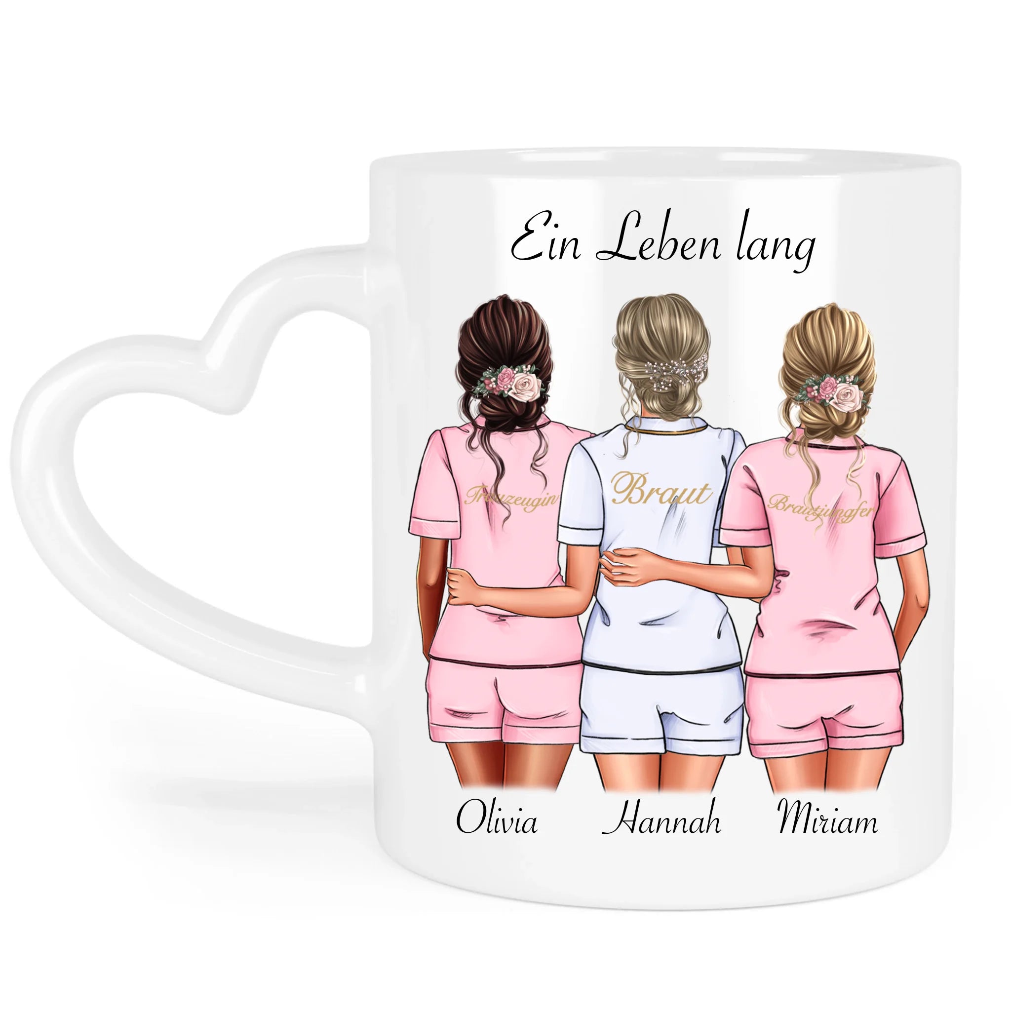 Tasse Brautjungfer Personalisiert Name Braut & 2 Trauzeuginnen, Frage & Danke-Geschenk für Freundinnen Brautjungfern & Brautparty