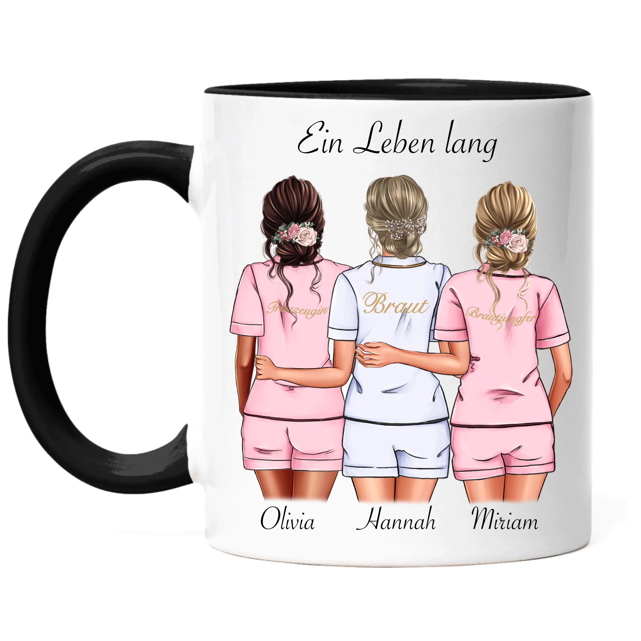 Tasse Brautjungfer Personalisiert Name Braut & 2 Trauzeuginnen, Frage & Danke-Geschenk für Freundinnen Brautjungfern & Brautparty
