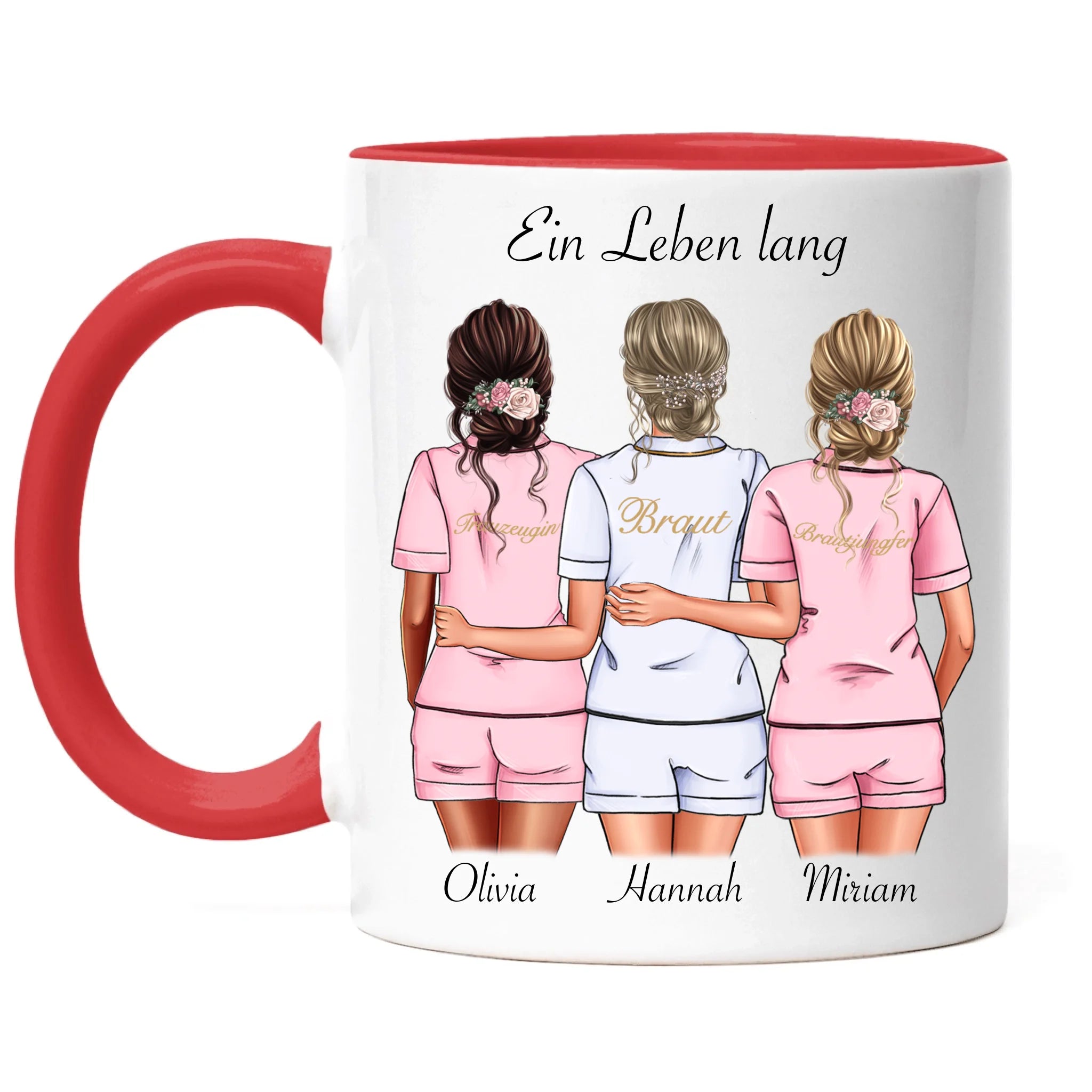 Tasse Brautjungfer Personalisiert Name Braut & 2 Trauzeuginnen, Frage & Danke-Geschenk für Freundinnen Brautjungfern & Brautparty
