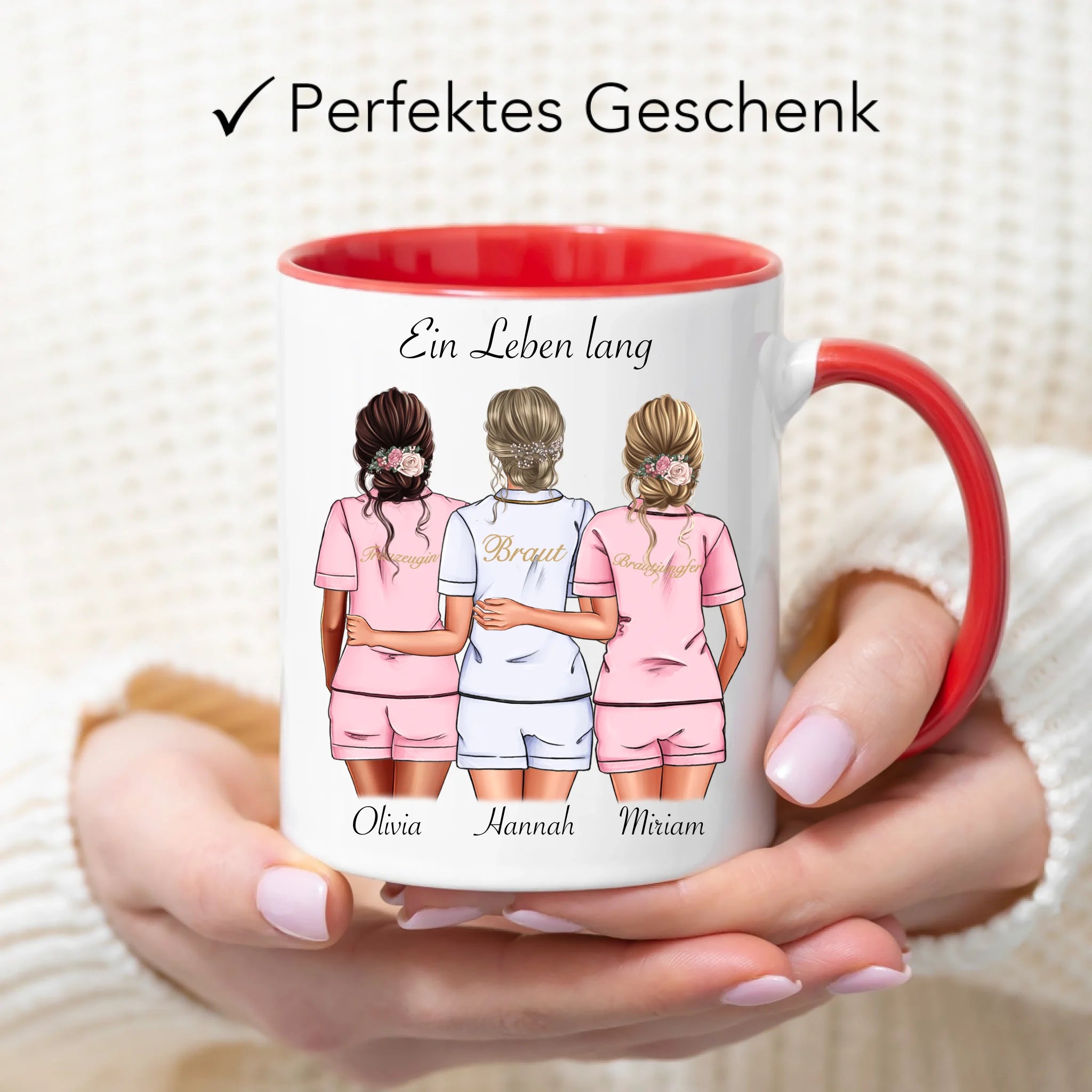 Tasse Brautjungfer Personalisiert Name Braut & 2 Trauzeuginnen, Frage & Danke-Geschenk für Freundinnen Brautjungfern & Brautparty