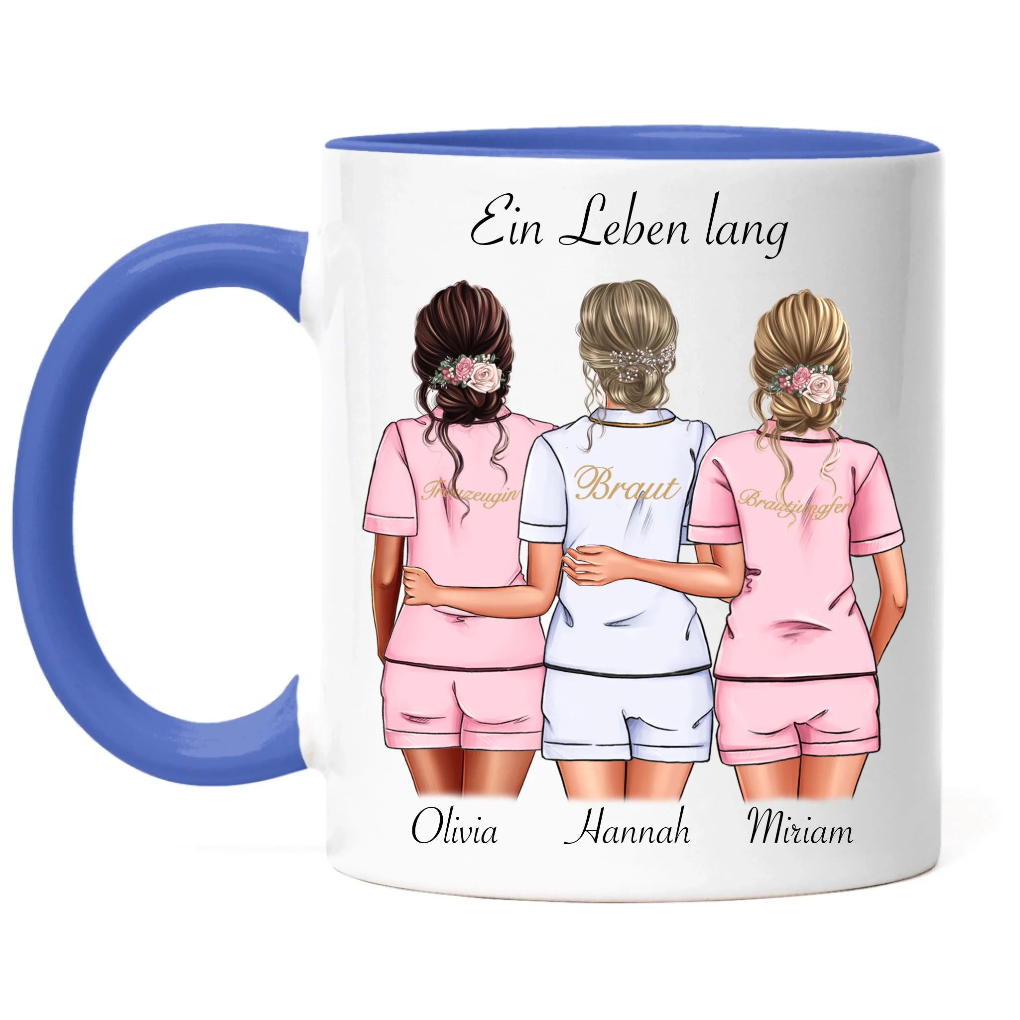 Tasse Brautjungfer Personalisiert Name Braut & 2 Trauzeuginnen, Frage & Danke-Geschenk für Freundinnen Brautjungfern & Brautparty