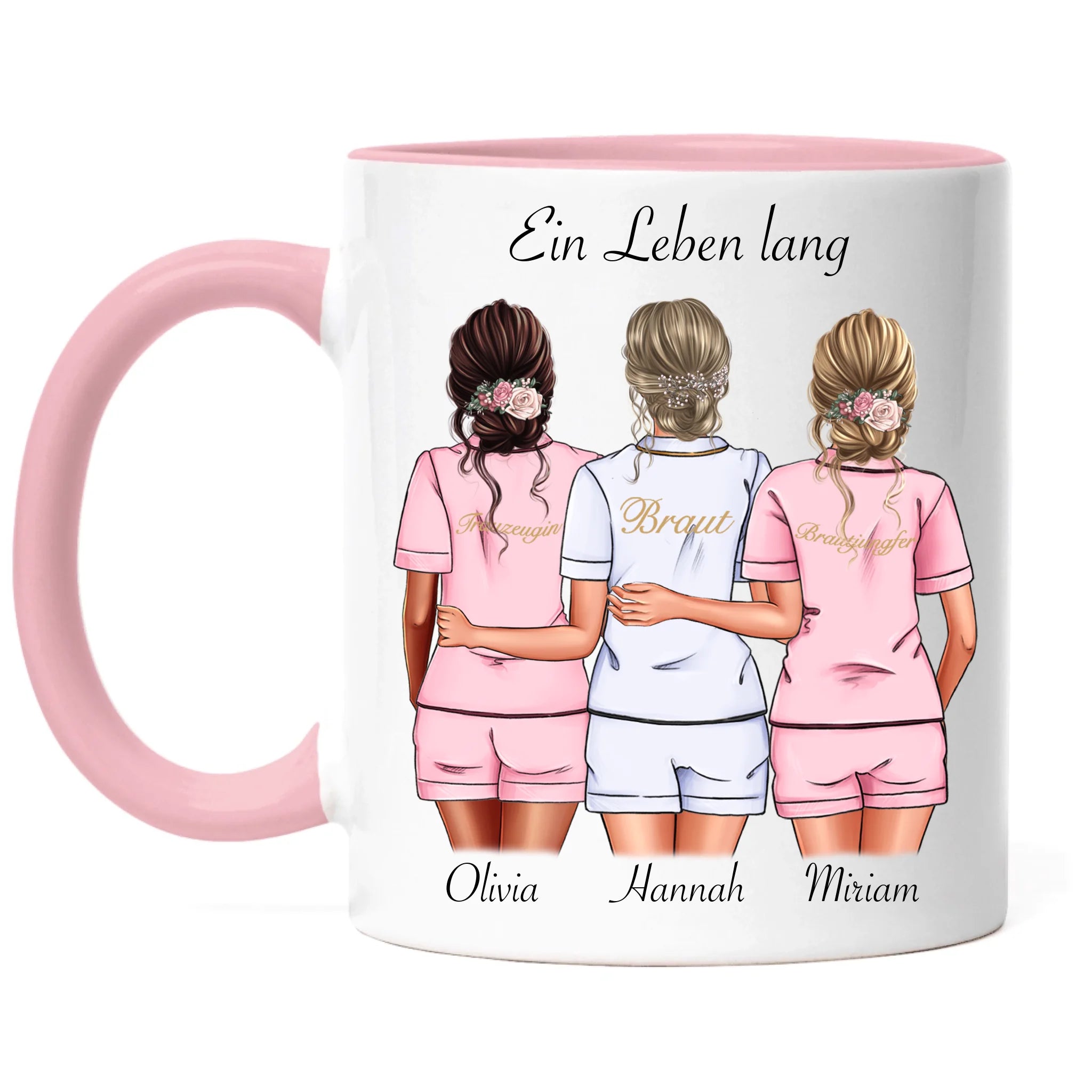 Tasse Brautjungfer Personalisiert Name Braut & 2 Trauzeuginnen, Frage & Danke-Geschenk für Freundinnen Brautjungfern & Brautparty