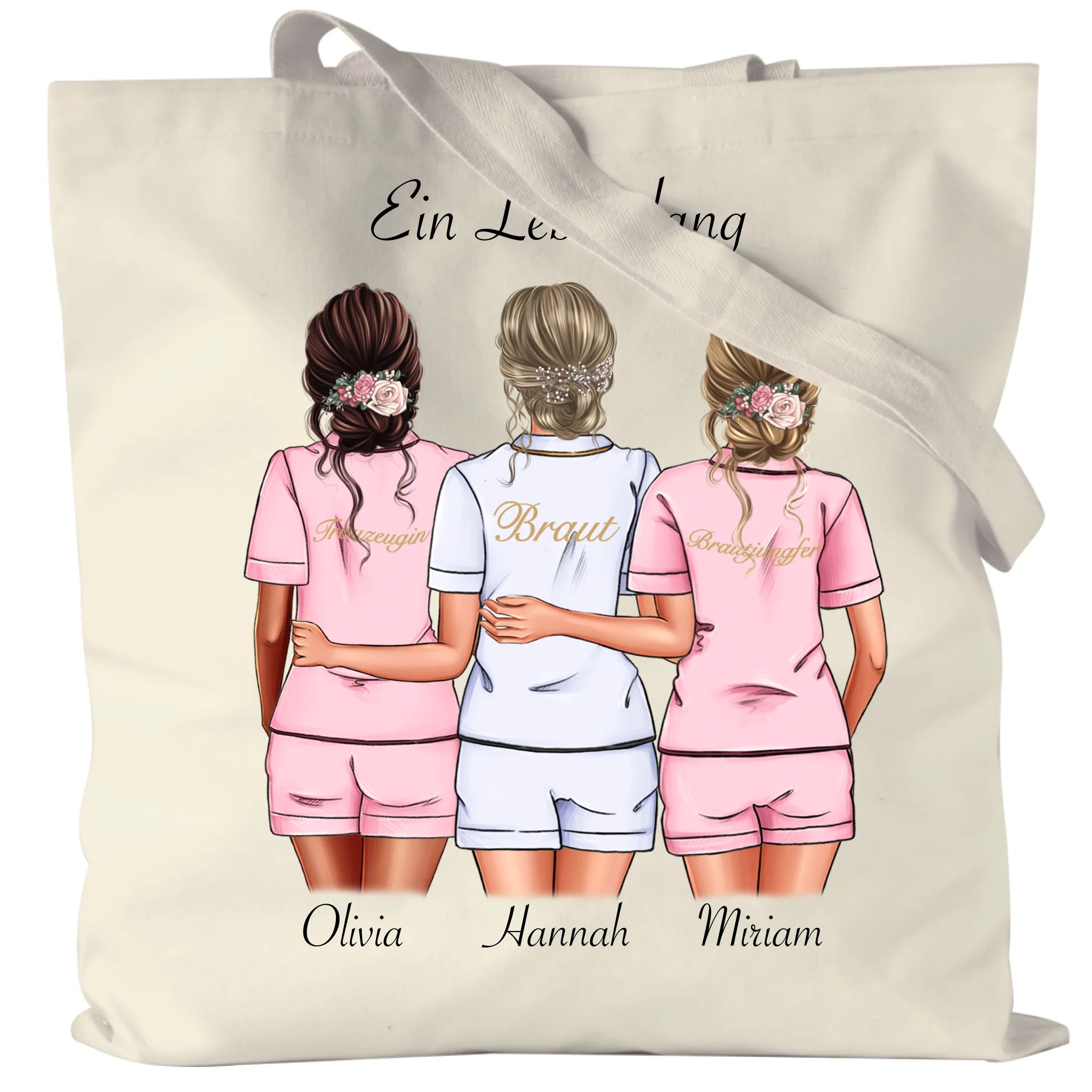 Jutebeutel Brautjungfer Personalisiert Name Braut & 2 Trauzeuginnen, Frage & Danke-Geschenk für Freundinnen Brautjungfern & Brautparty