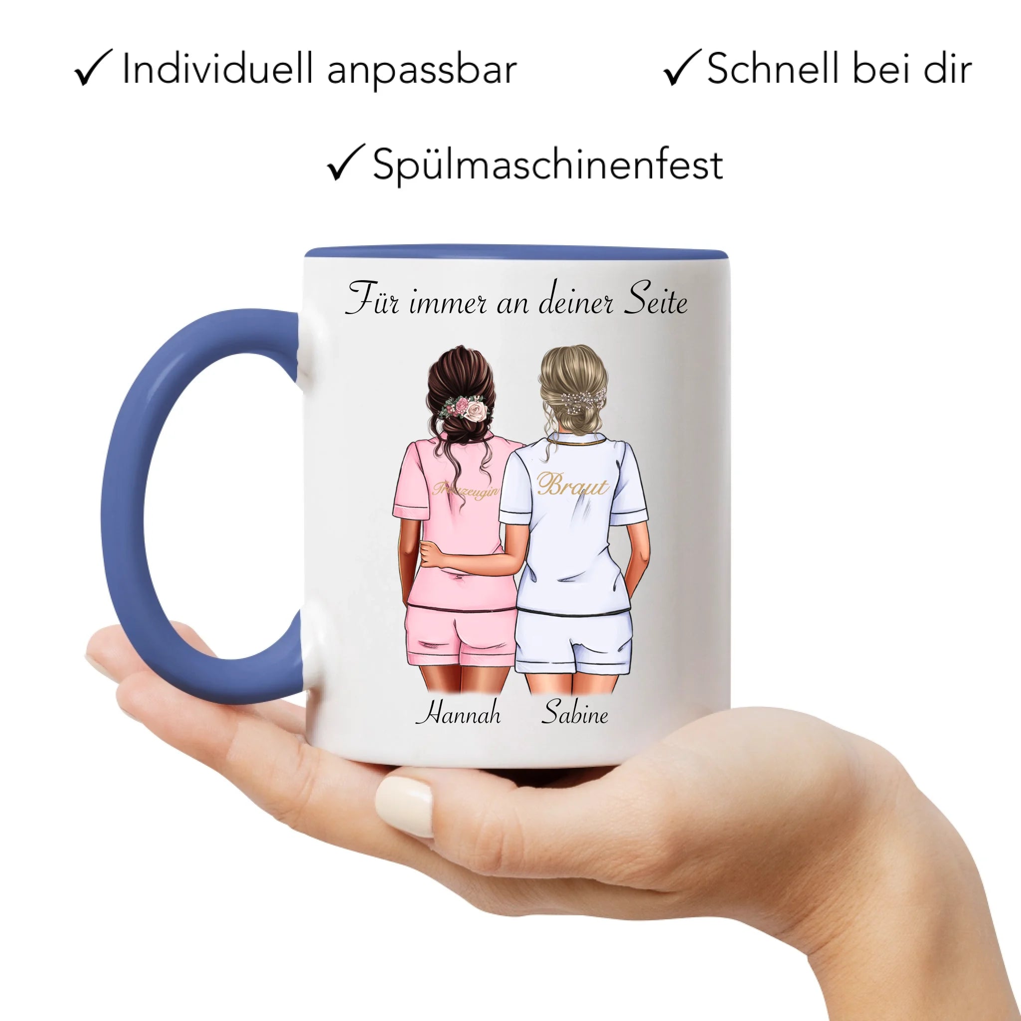 Tasse Brautjungfer Personalisiert Name Braut & Trauzeugin, Frage & Danke-Geschenk für Freundinnen Brautjungfern & Brautparty