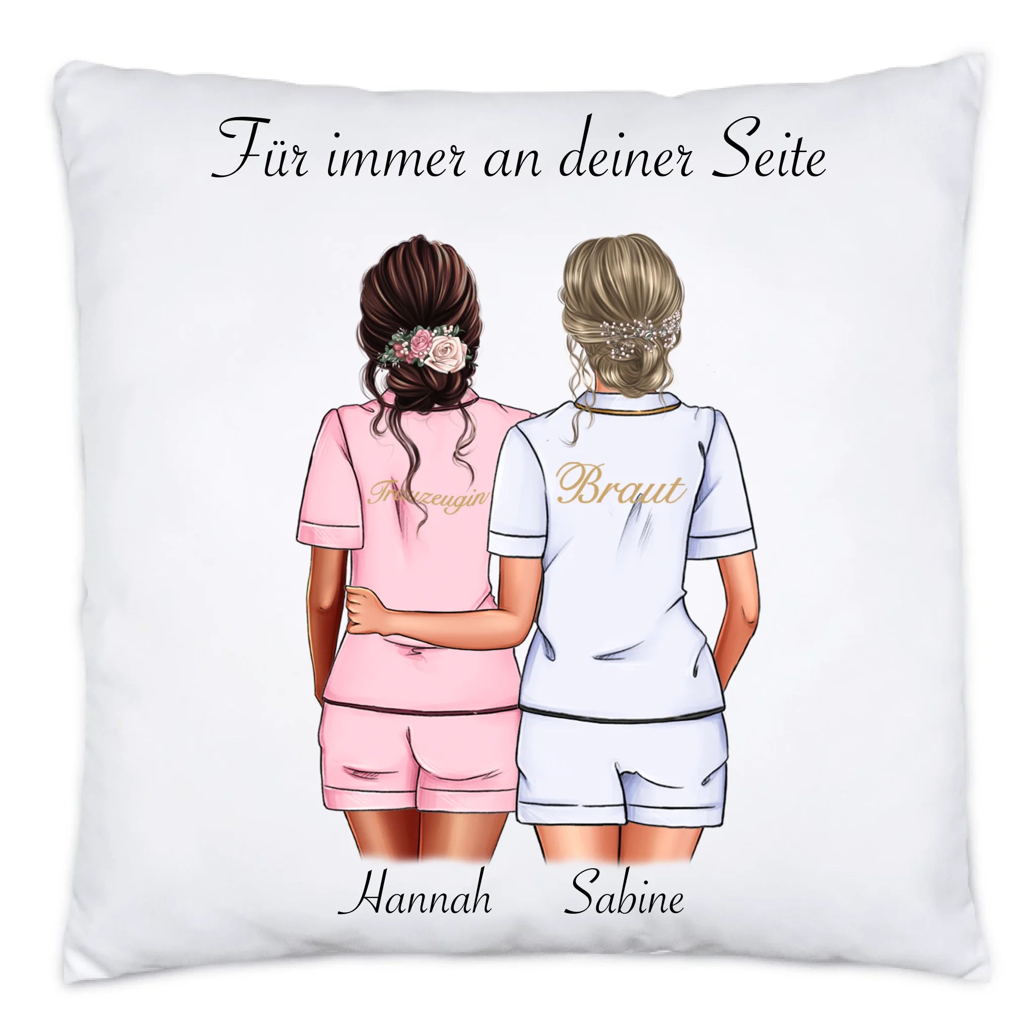 Kissen Brautjungfer Personalisiert Name Braut & Trauzeugin, Frage & Danke-Geschenk für Freundinnen Brautjungfern & Brautparty - Kissen inkl. Füllung