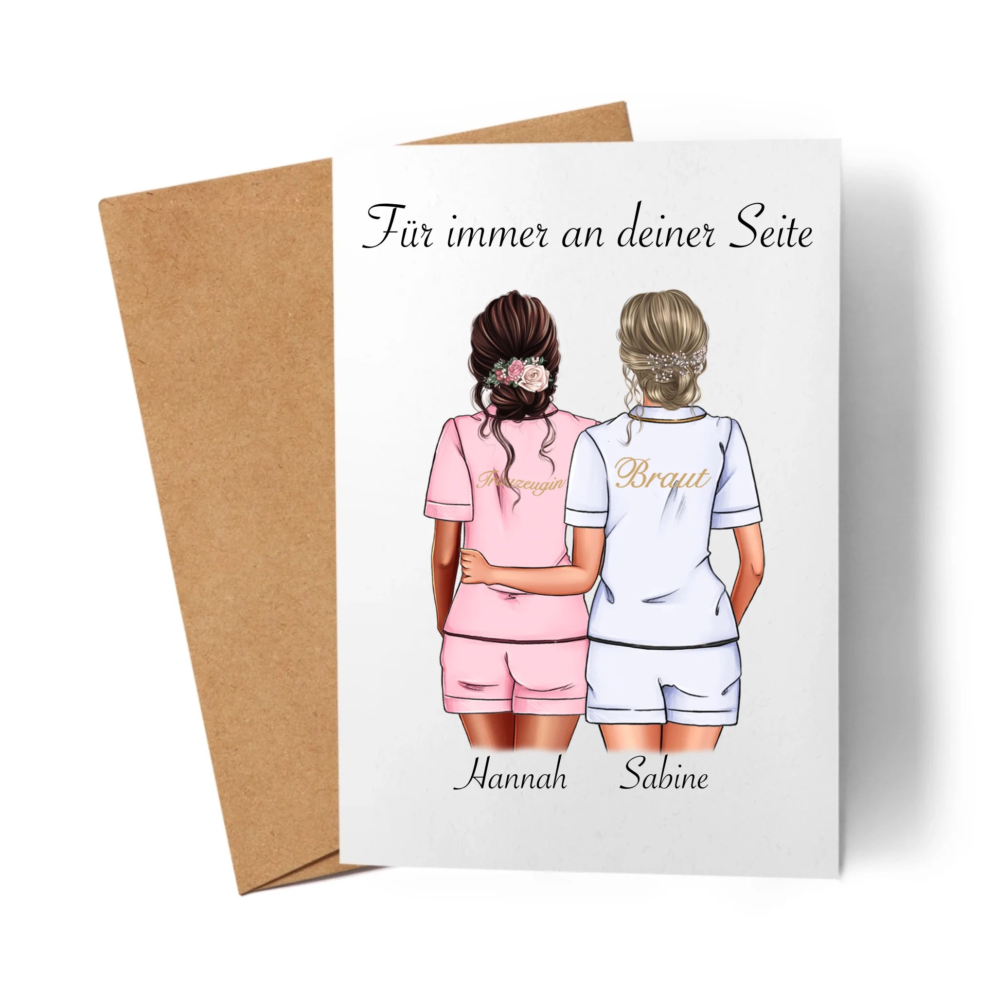 Karte Brautjungfer Personalisiert Name Braut & Trauzeugin, Frage & Danke-Geschenk für Freundinnen Brautjungfern & Brautparty - Klappkarte mit Umschlag