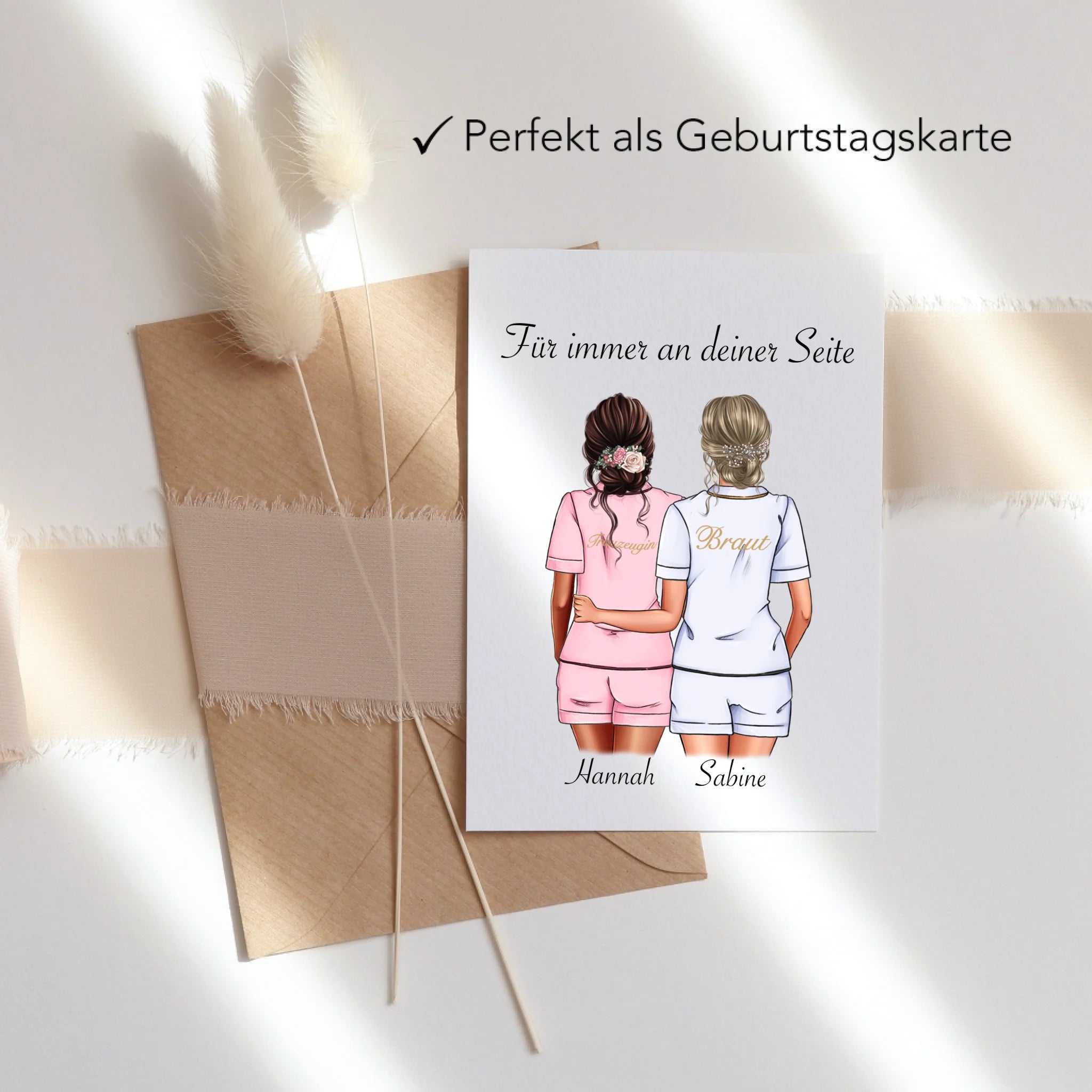 Karte Brautjungfer Personalisiert Name Braut & Trauzeugin, Frage & Danke-Geschenk für Freundinnen Brautjungfern & Brautparty - Klappkarte mit Umschlag
