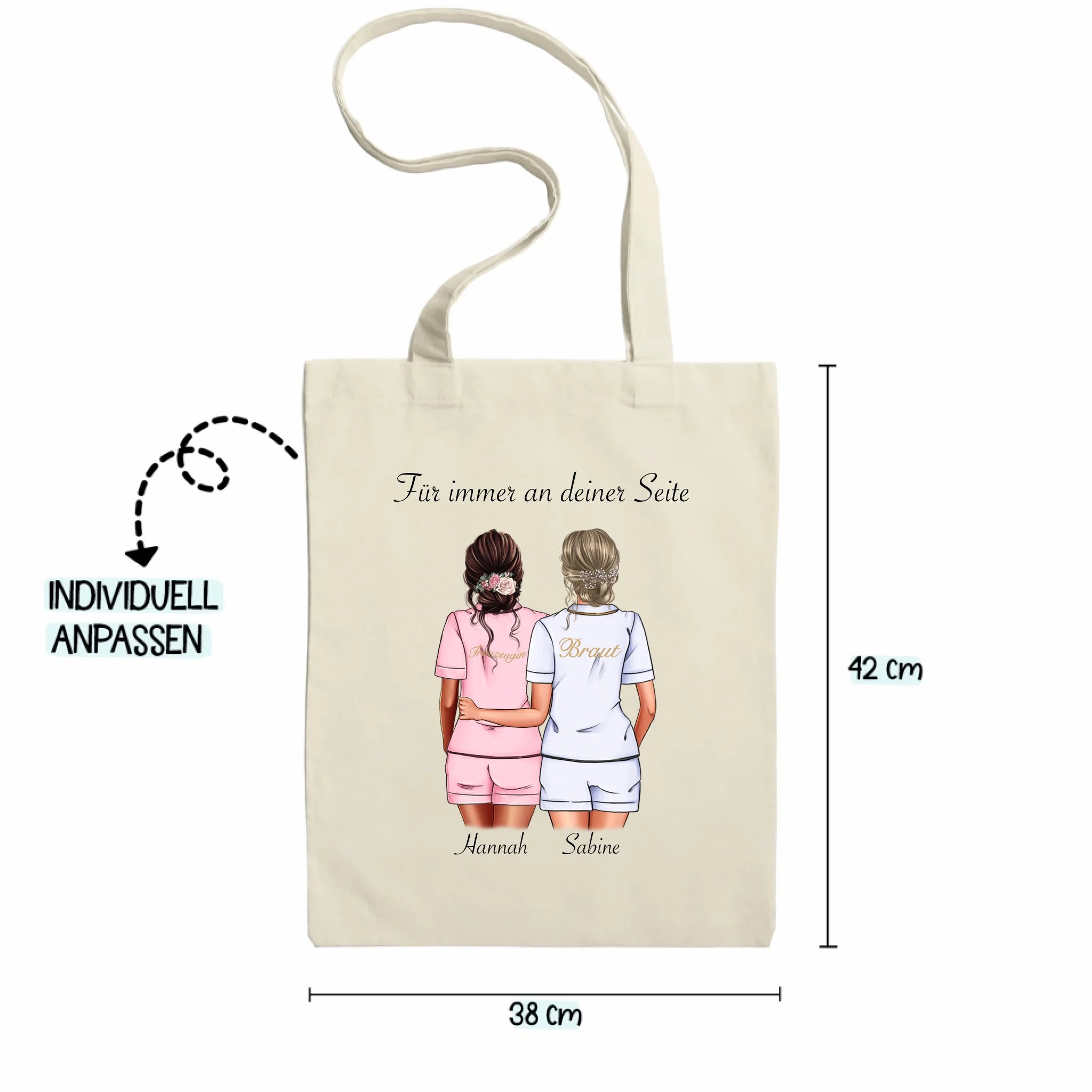 Jutebeutel Brautjungfer Personalisiert Name Braut & Trauzeugin, Frage & Danke-Geschenk für Freundinnen Brautjungfern & Brautparty