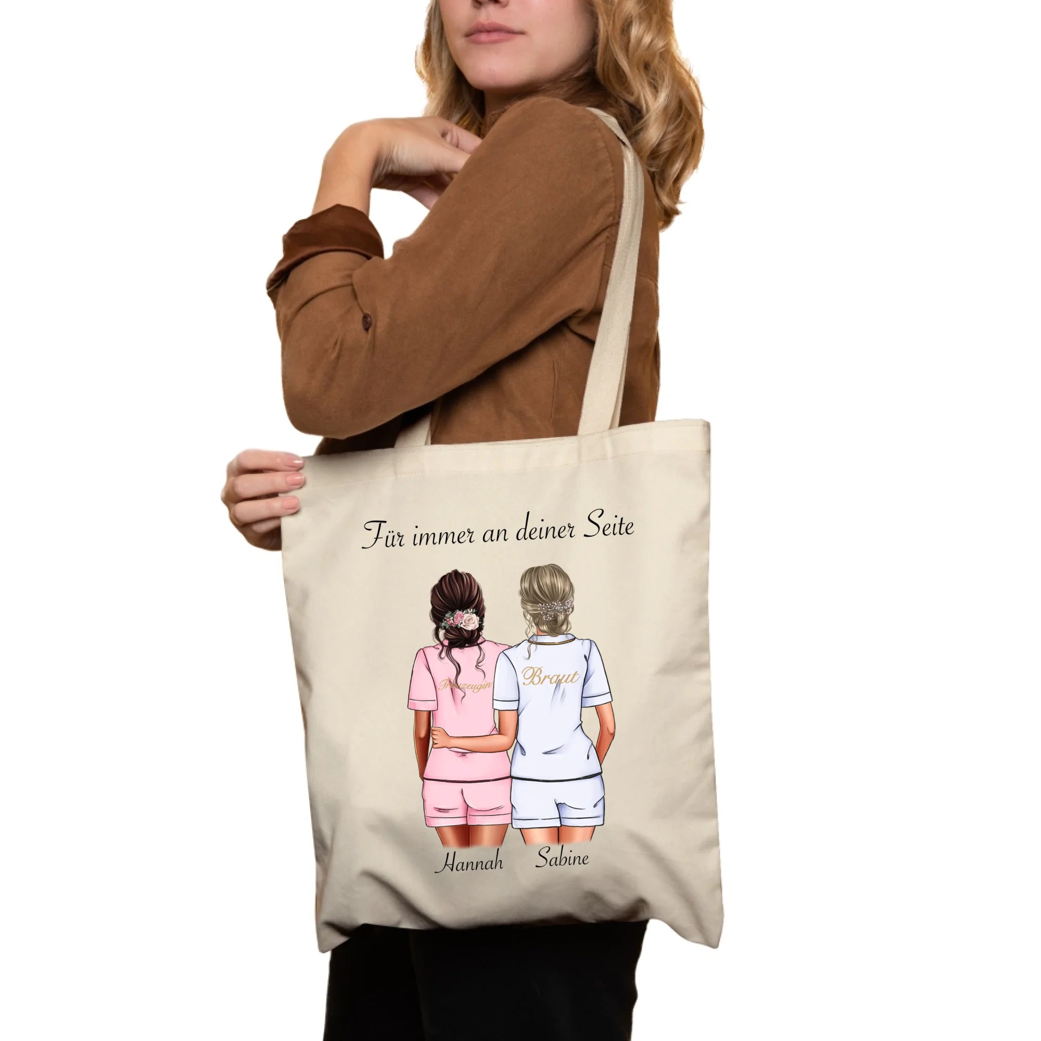 Jutebeutel Brautjungfer Personalisiert Name Braut & Trauzeugin, Frage & Danke-Geschenk für Freundinnen Brautjungfern & Brautparty