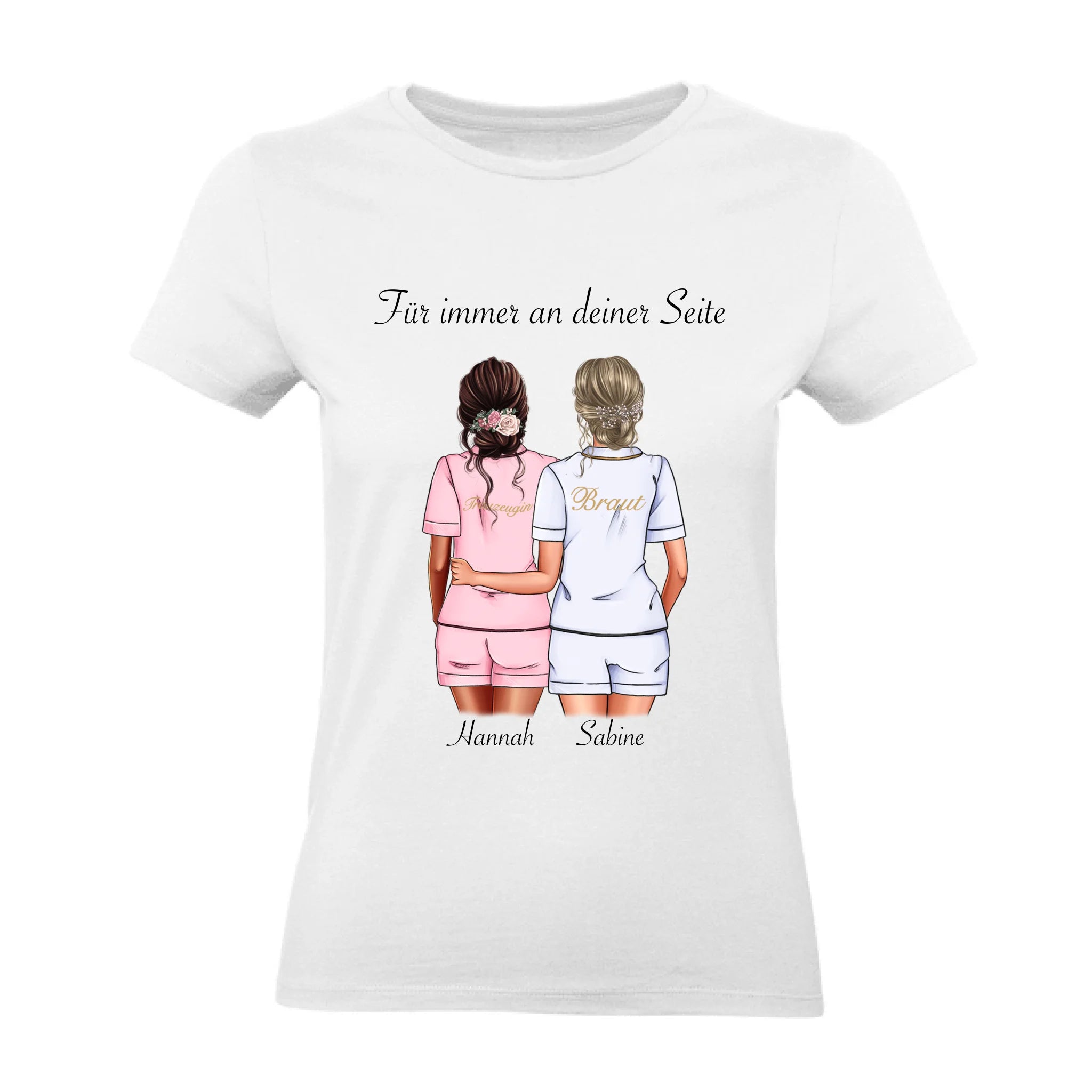T-Shirt Brautjungfer Personalisiert Name Braut & Trauzeugin, Frage & Danke-Geschenk für Freundinnen Brautjungfern & Brautparty