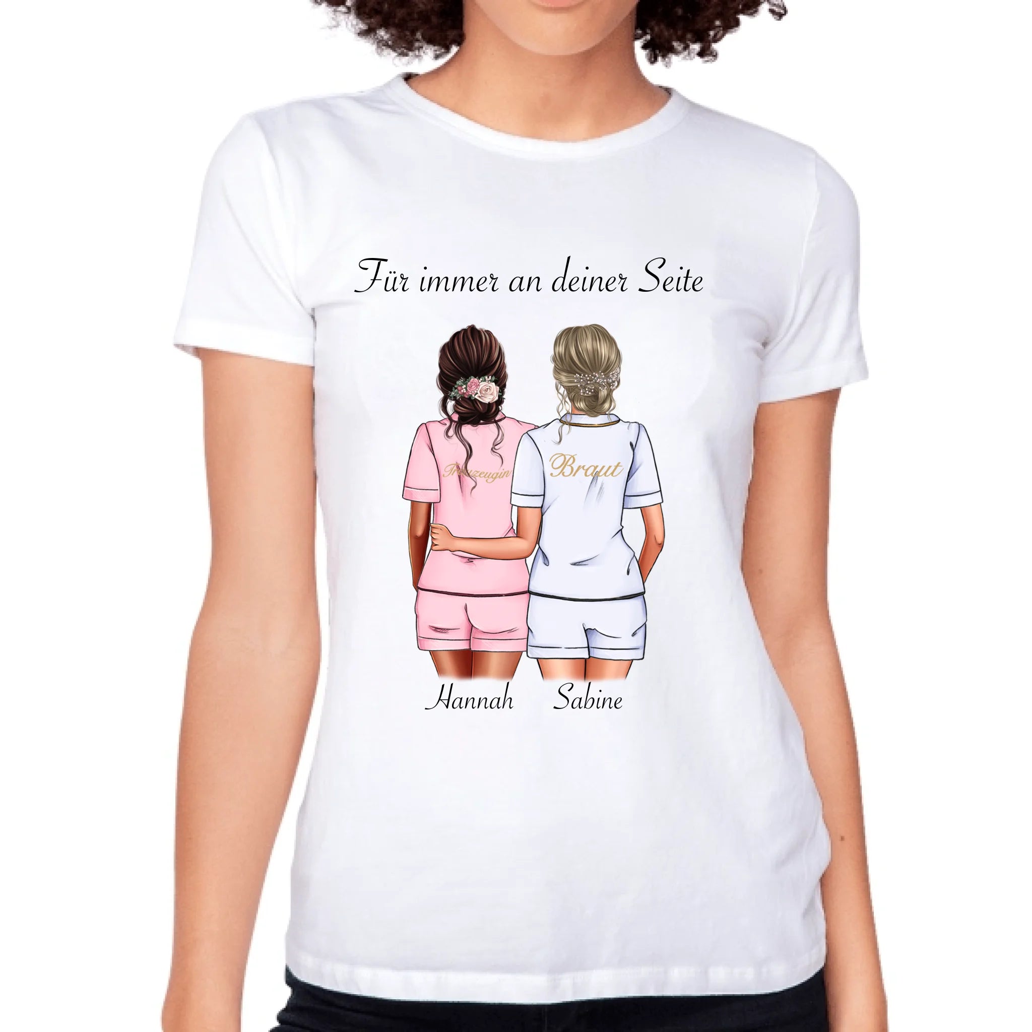 T-Shirt Brautjungfer Personalisiert Name Braut & Trauzeugin, Frage & Danke-Geschenk für Freundinnen Brautjungfern & Brautparty