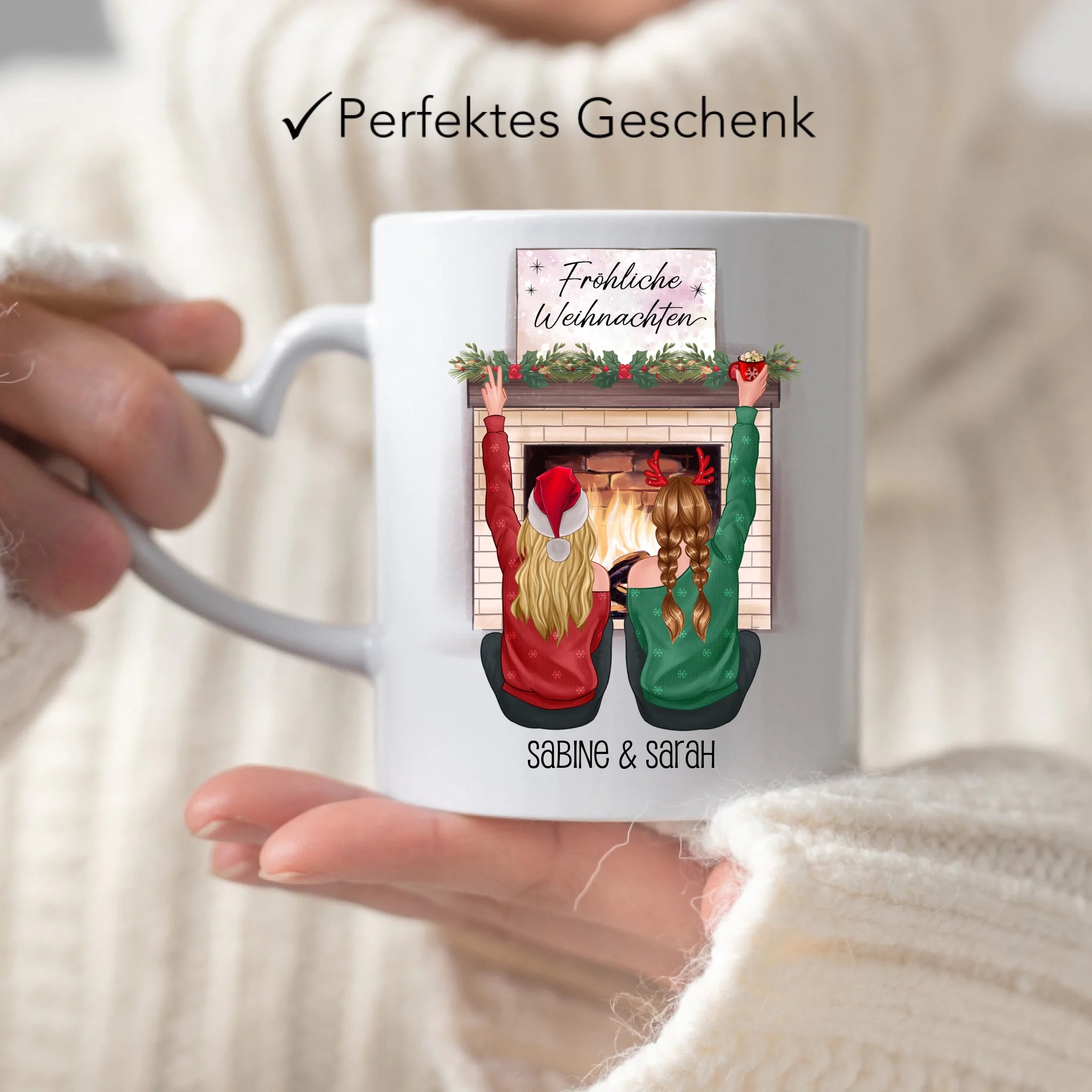 Tasse Beste Freundinnen Weihnachten Personalisiert  Beste Freundin online selbst gestalten Best Friends Geschenk Freundinnengeschenk