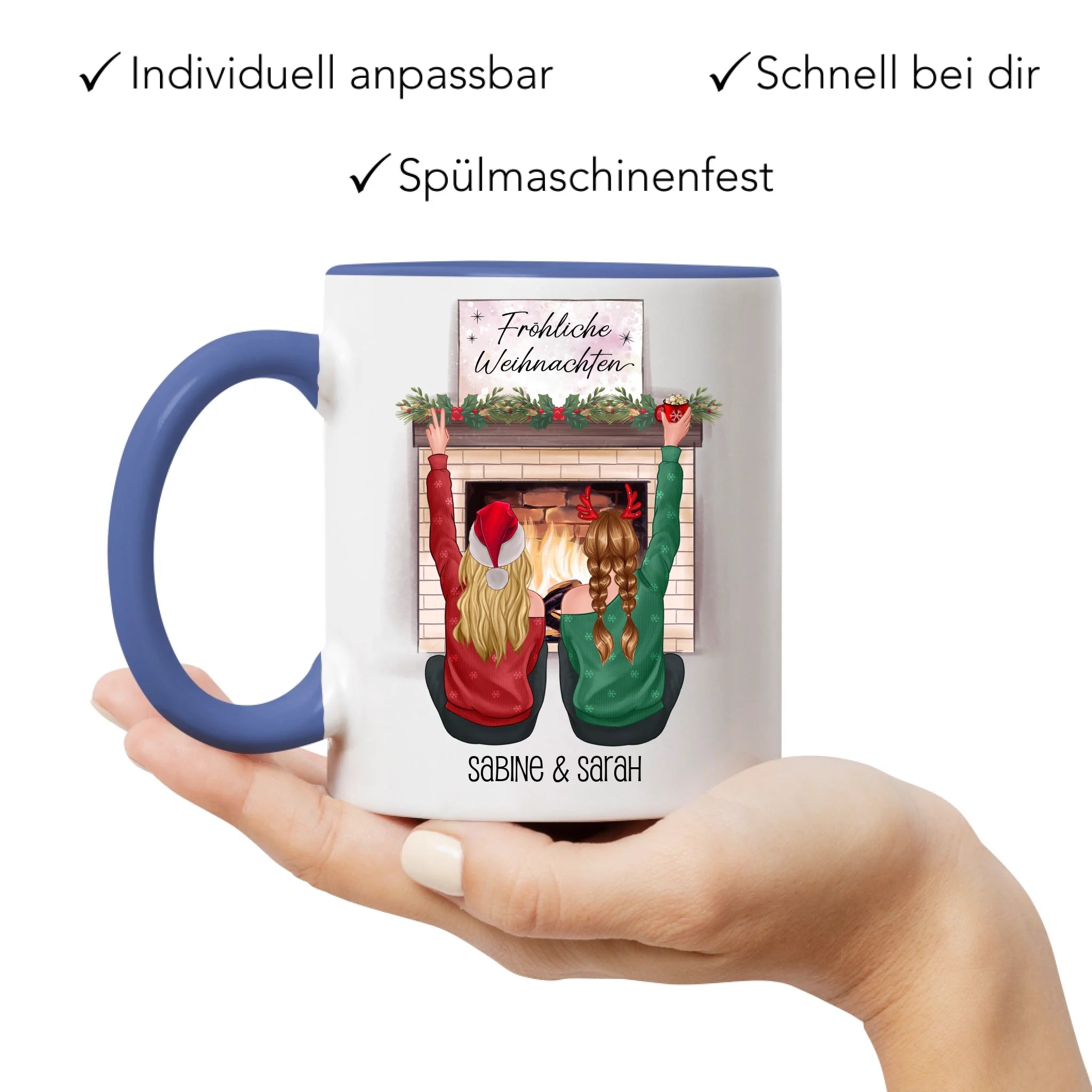 Tasse Beste Freundinnen Weihnachten Personalisiert  Beste Freundin online selbst gestalten Best Friends Geschenk Freundinnengeschenk
