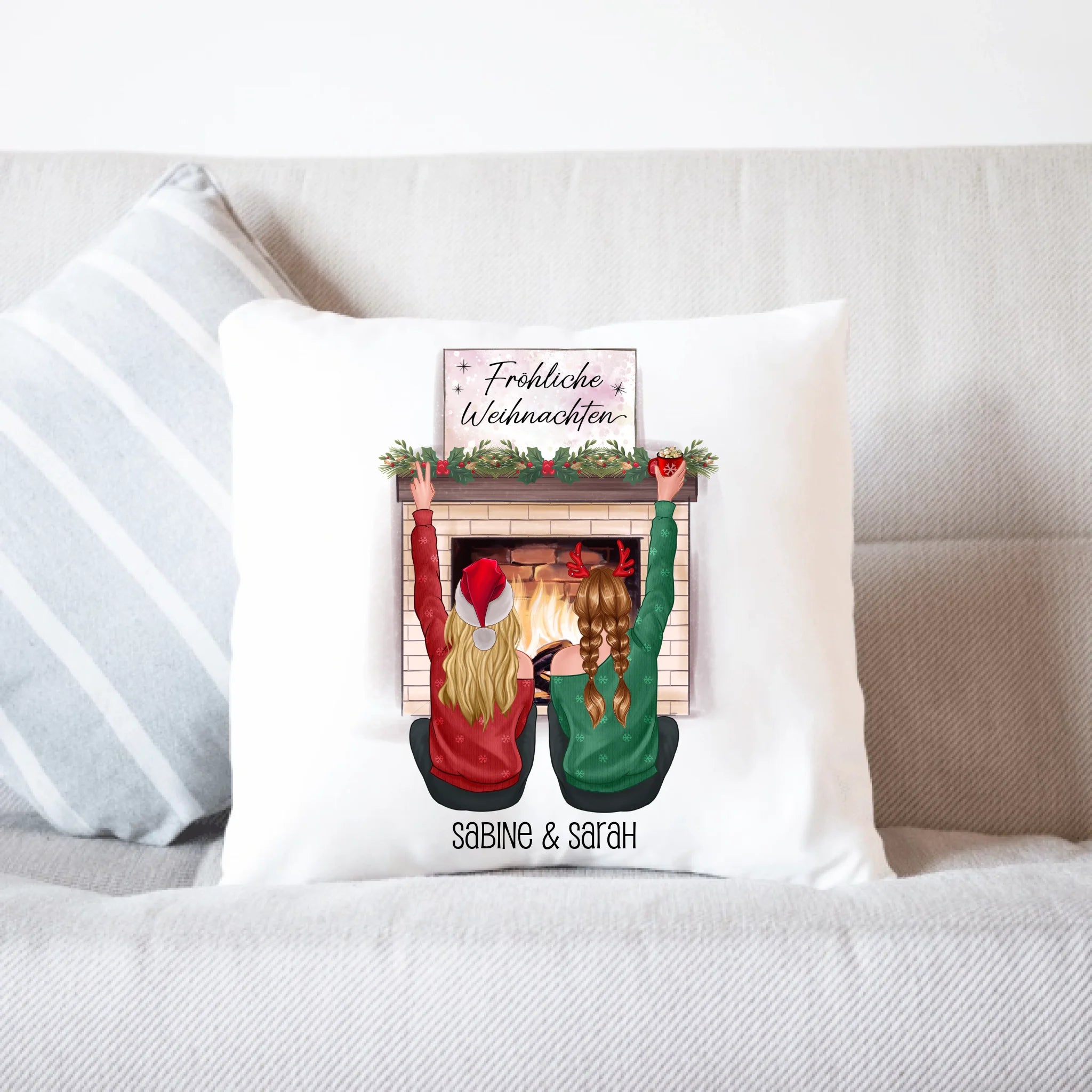 Kissen Beste Freundinnen Weihnachten Personalisiert  Beste Freundin online selbst gestalten Best Friends Geschenk Freundinnengeschenk - Kissen inkl. Füllung