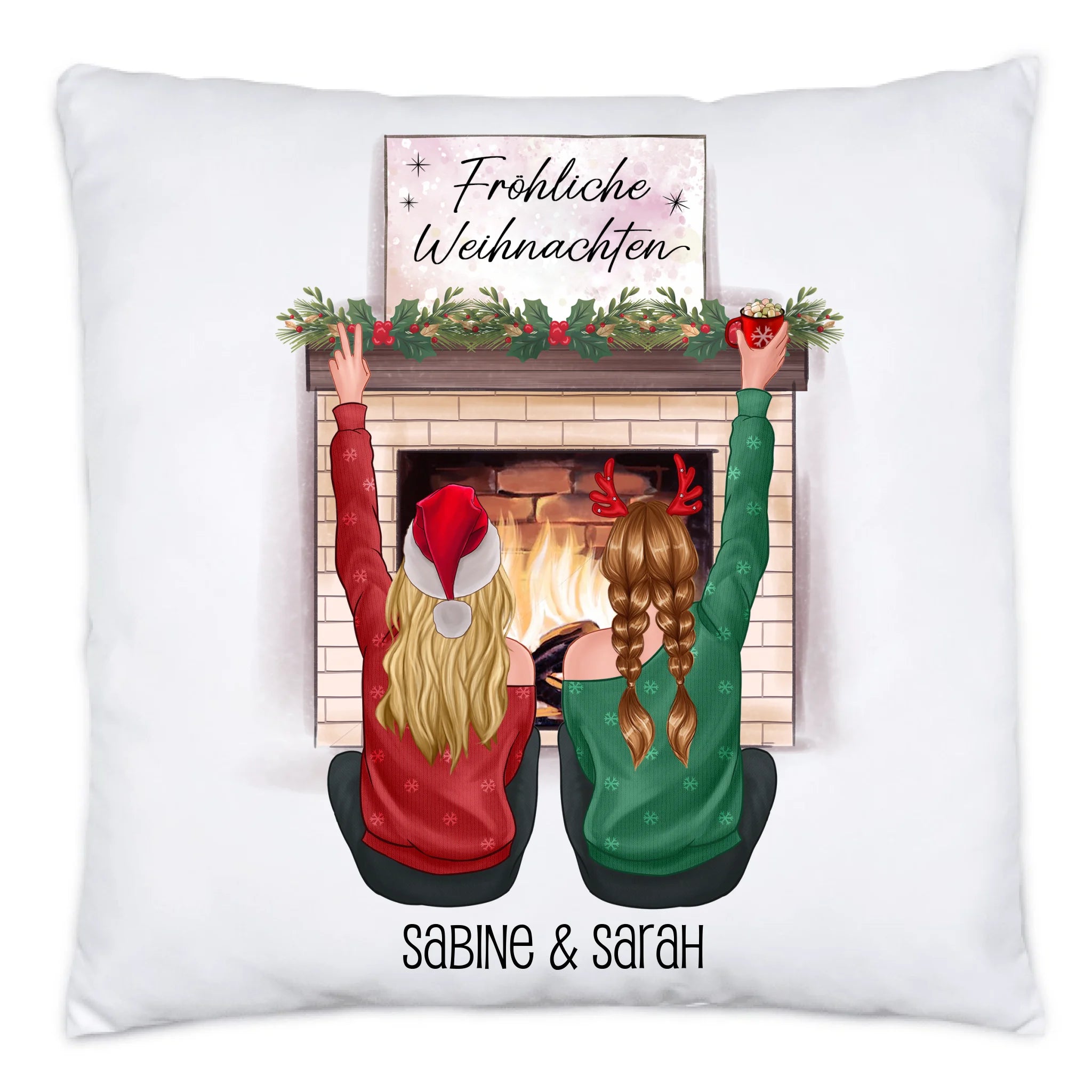 Kissen Beste Freundinnen Weihnachten Personalisiert  Beste Freundin online selbst gestalten Best Friends Geschenk Freundinnengeschenk - Kissen inkl. Füllung