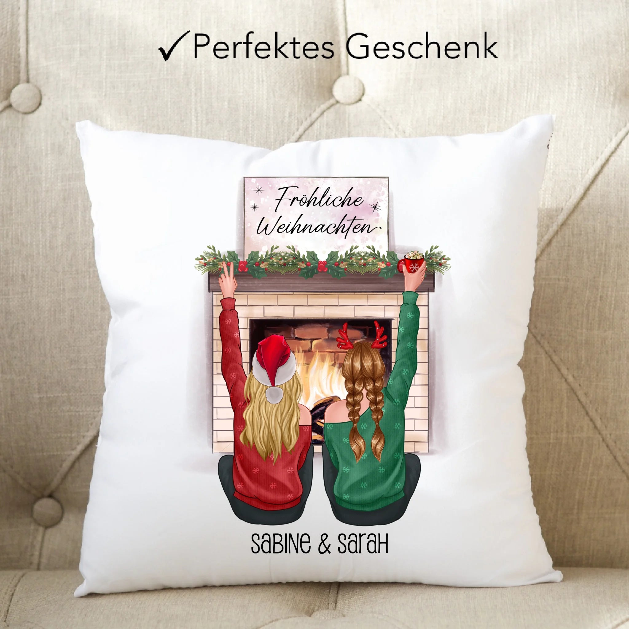 Kissen Beste Freundinnen Weihnachten Personalisiert  Beste Freundin online selbst gestalten Best Friends Geschenk Freundinnengeschenk - Kissen inkl. Füllung