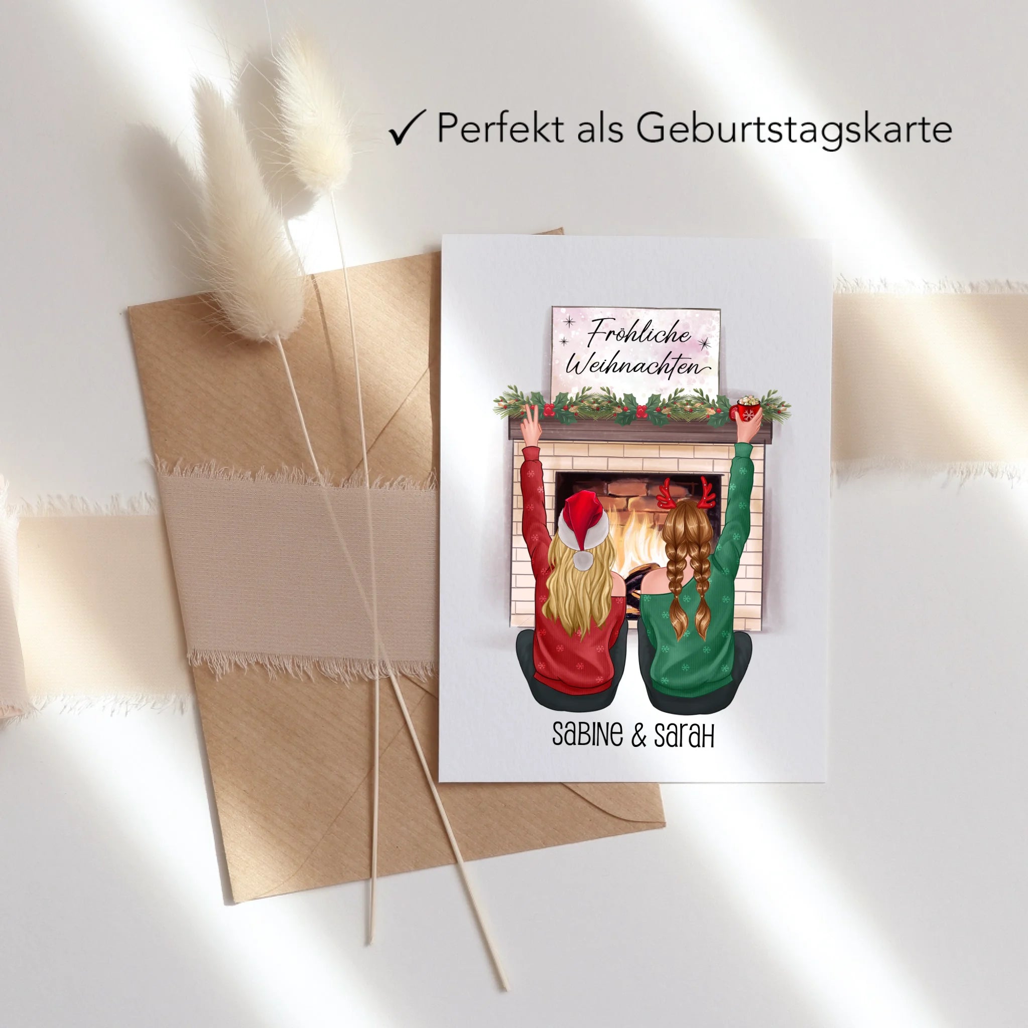 Karte Beste Freundinnen Weihnachten Personalisiert  Beste Freundin online selbst gestalten Best Friends Geschenk Freundinnengeschenk - Klappkarte mit Umschlag