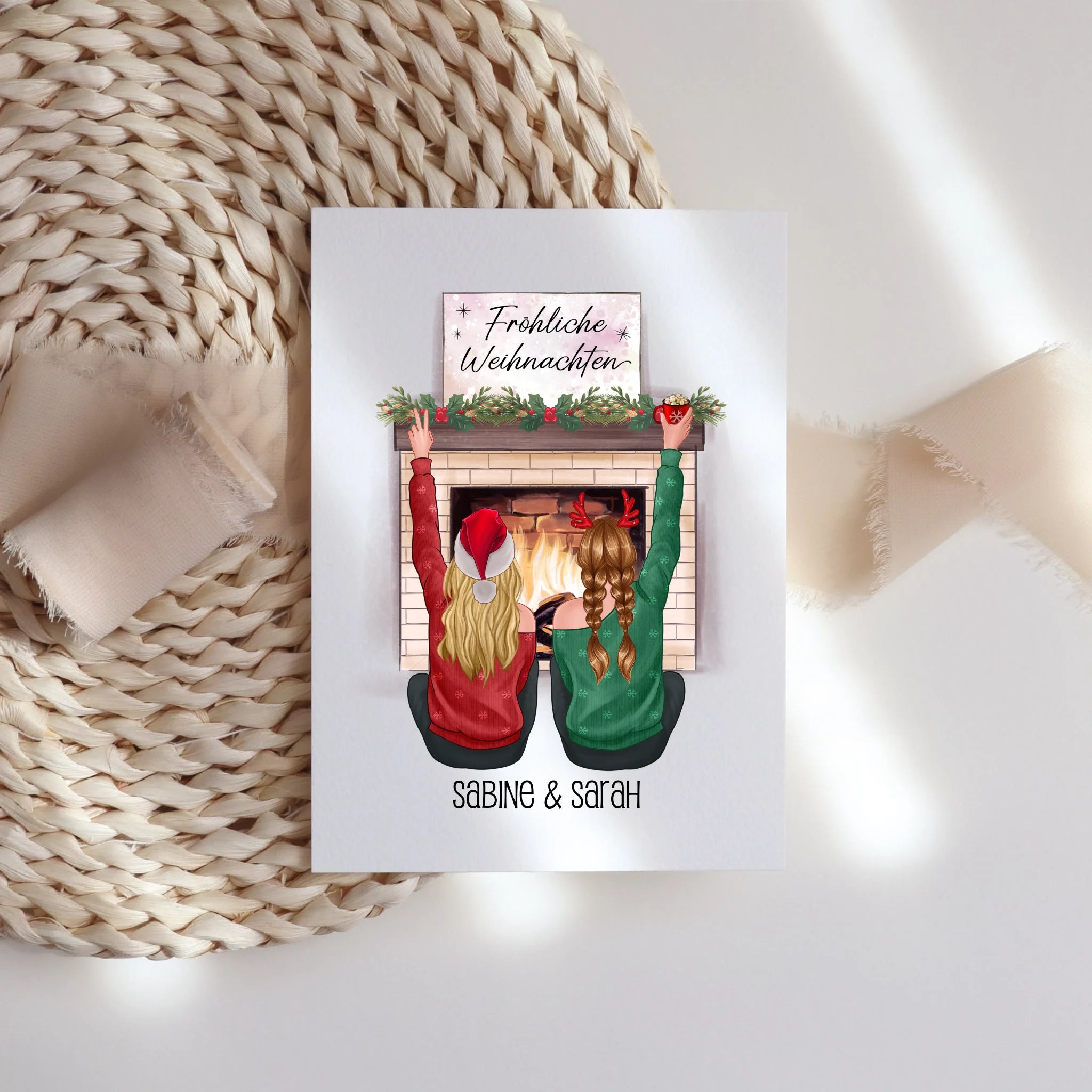 Karte Beste Freundinnen Weihnachten Personalisiert  Beste Freundin online selbst gestalten Best Friends Geschenk Freundinnengeschenk - Klappkarte mit Umschlag
