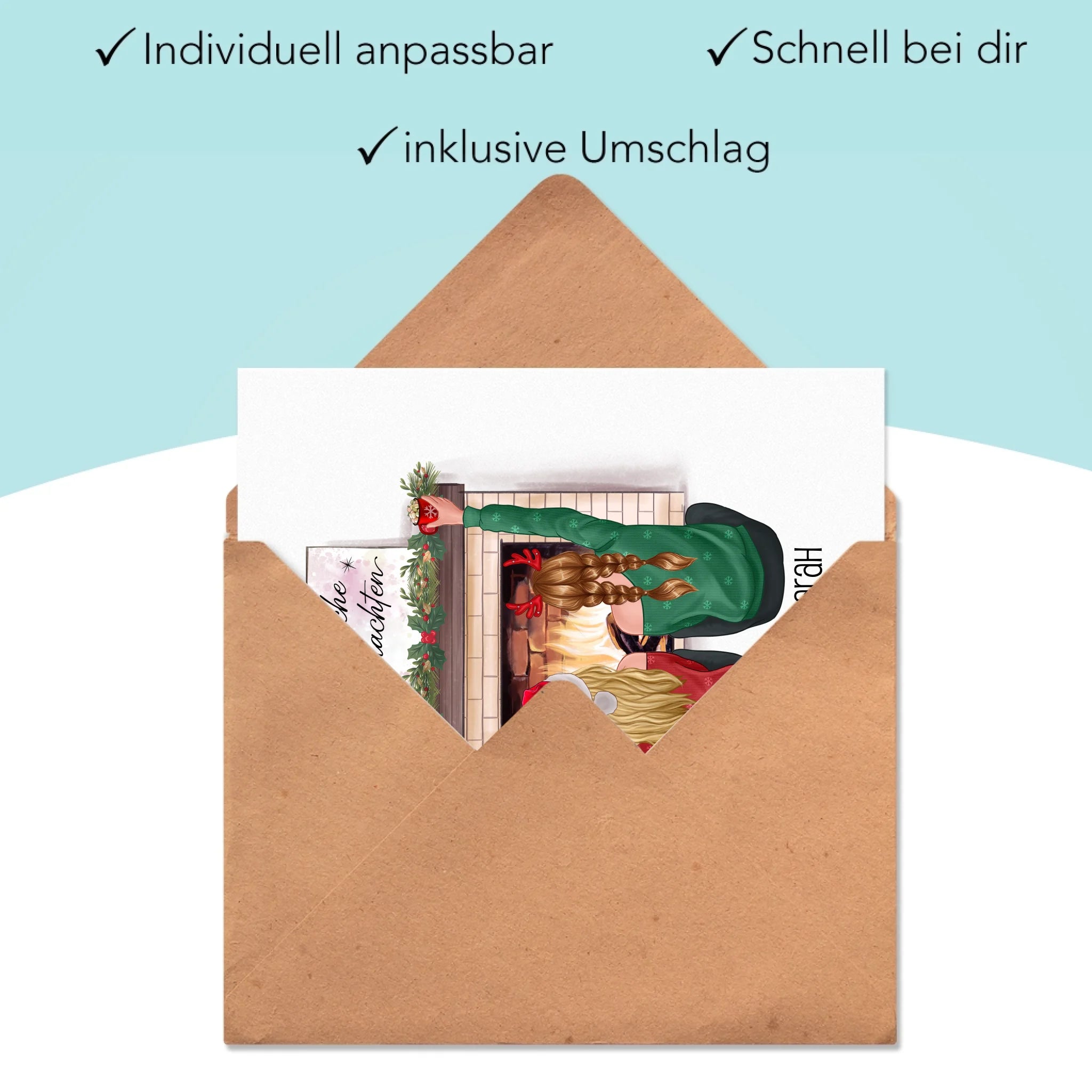 Karte Beste Freundinnen Weihnachten Personalisiert  Beste Freundin online selbst gestalten Best Friends Geschenk Freundinnengeschenk - Klappkarte mit Umschlag