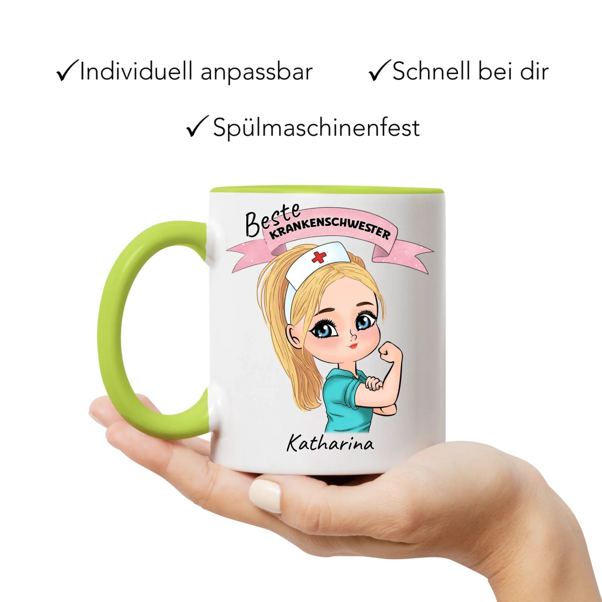 Tasse Krankenschwester Personalisiert Ärztin Pflegekraft Pflegerin Sanitäter Kollegin Freundin mit Name & Spruch Pflegefachfrau Geschenk