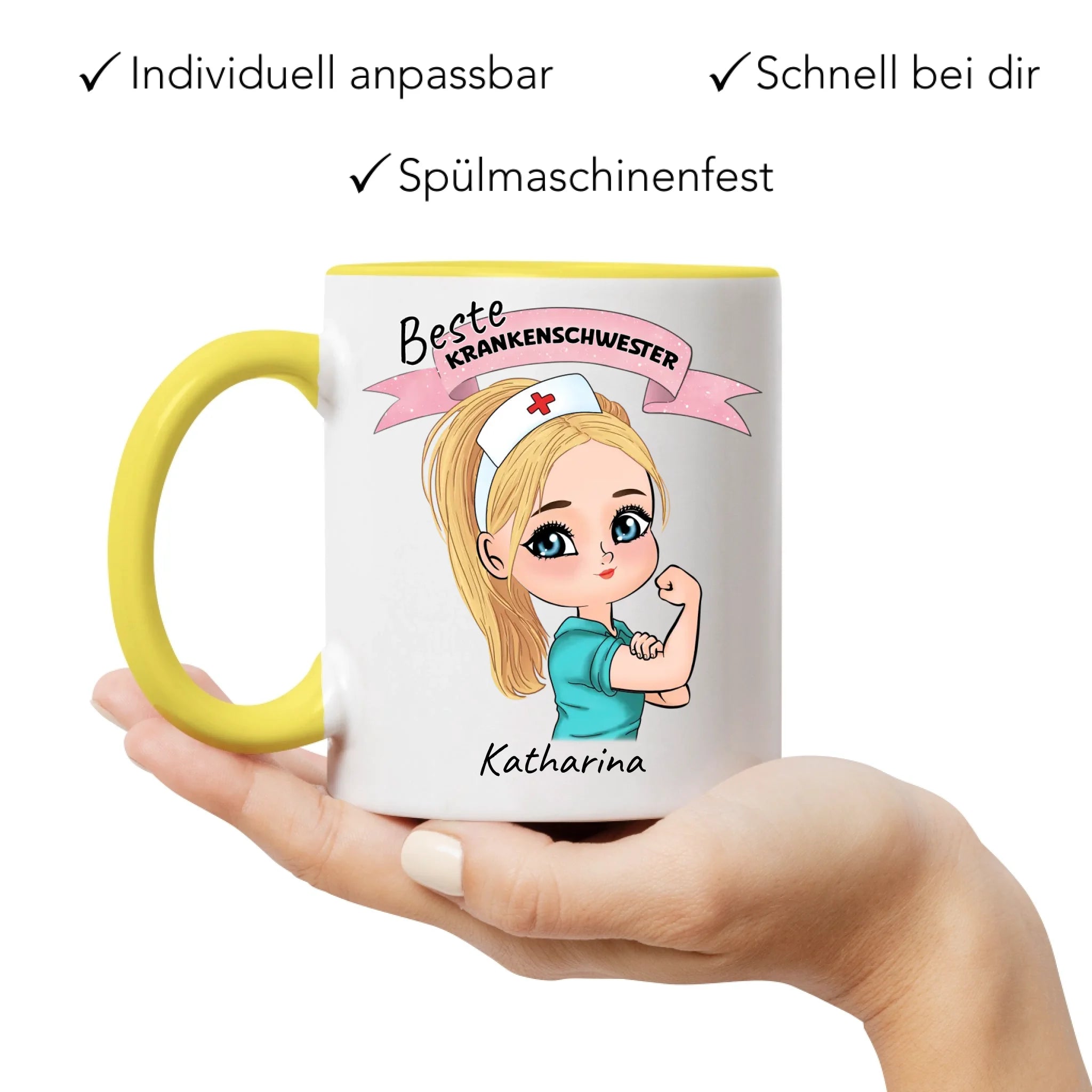 Tasse Krankenschwester Personalisiert Ärztin Pflegekraft Pflegerin Sanitäter Kollegin Freundin mit Name & Spruch Pflegefachfrau Geschenk