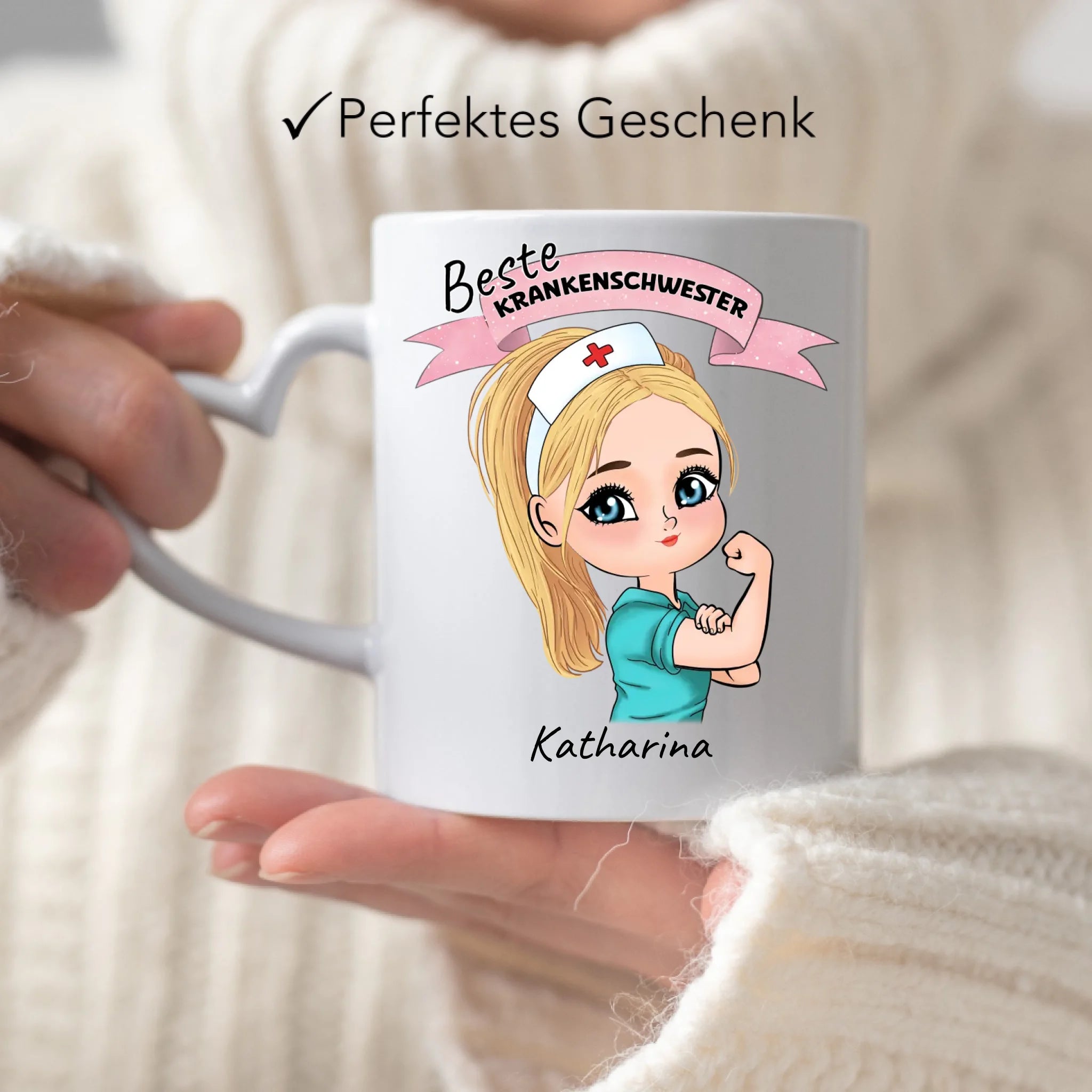 Tasse Krankenschwester Personalisiert Ärztin Pflegekraft Pflegerin Sanitäter Kollegin Freundin mit Name & Spruch Pflegefachfrau Geschenk