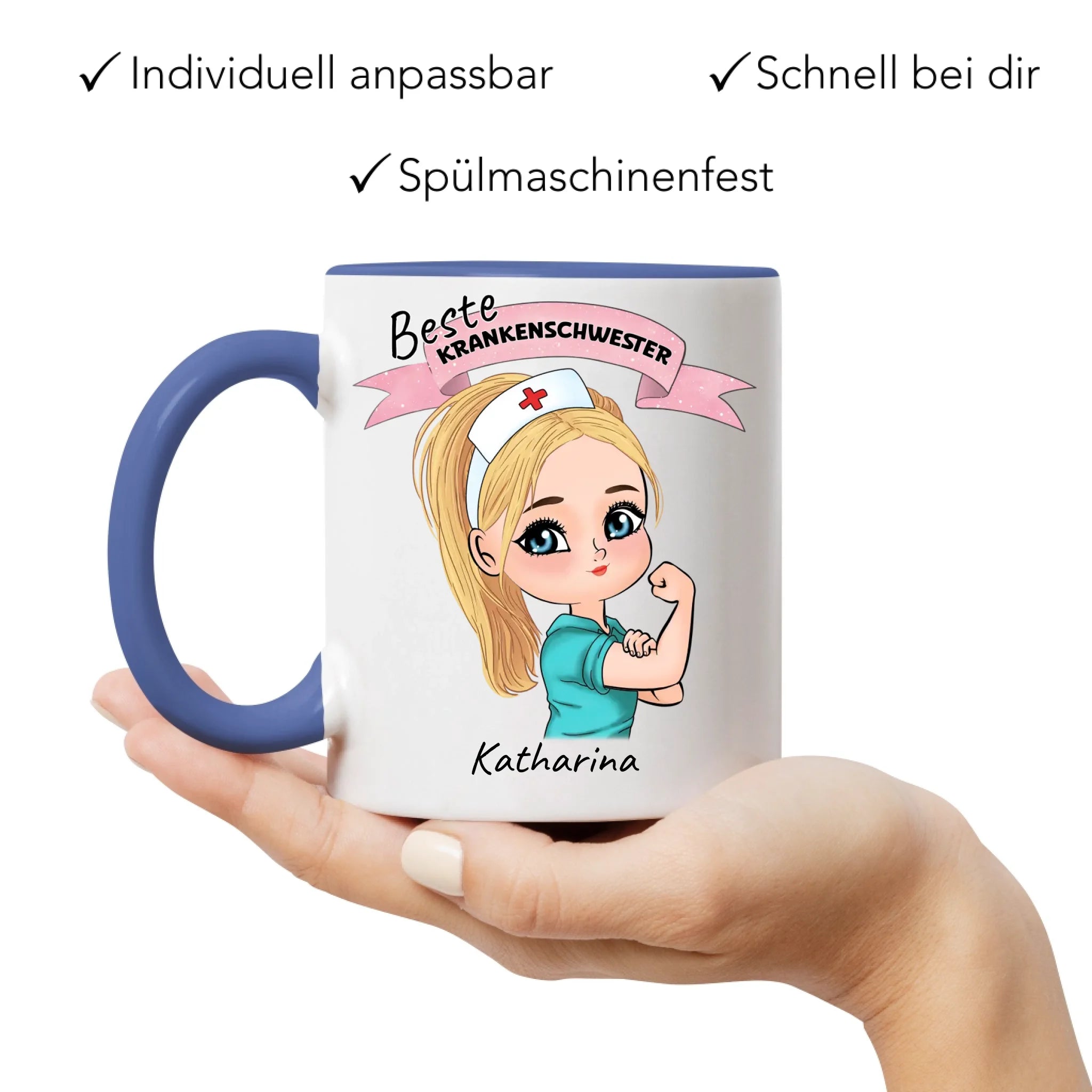 Tasse Krankenschwester Personalisiert Ärztin Pflegekraft Pflegerin Sanitäter Kollegin Freundin mit Name & Spruch Pflegefachfrau Geschenk