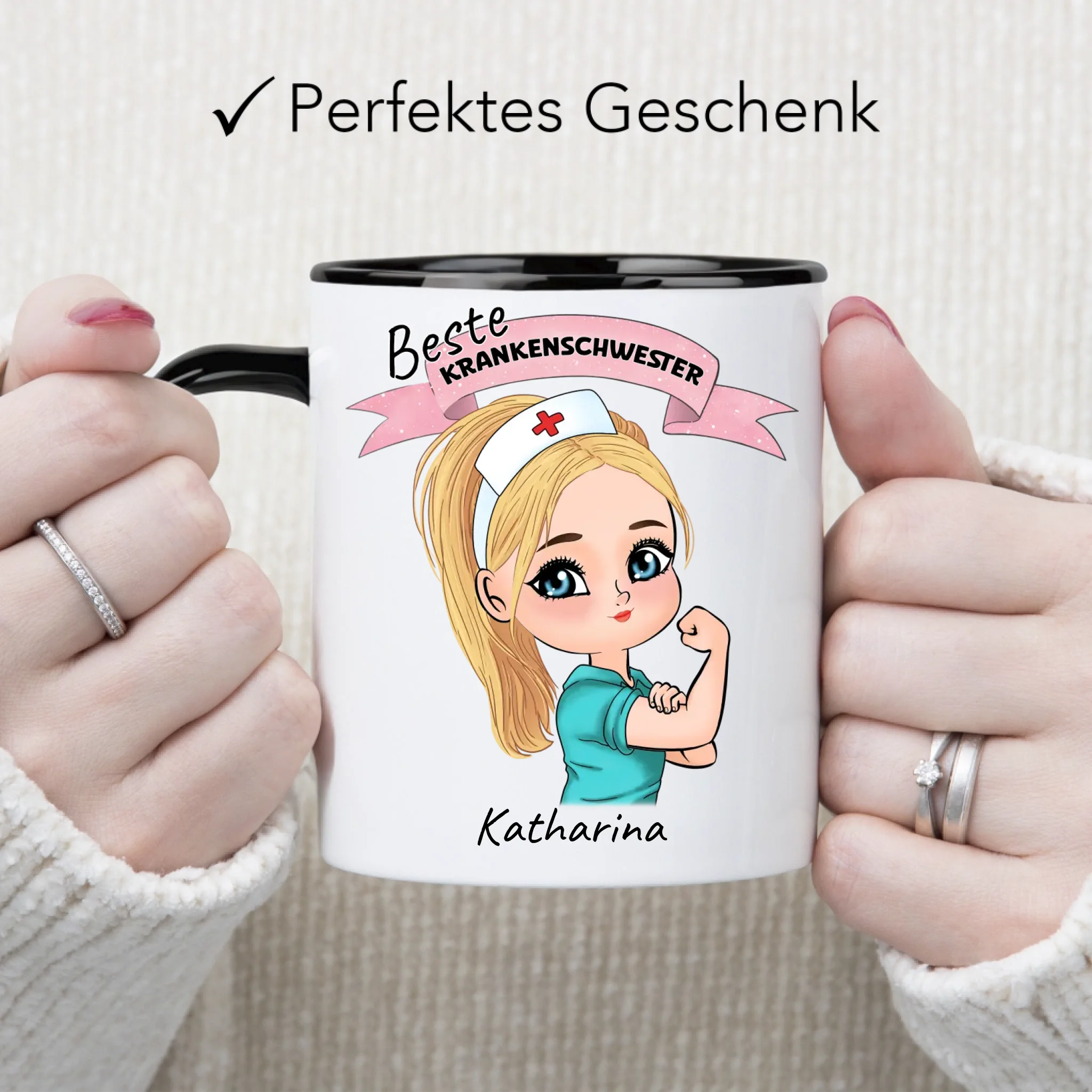 Tasse Krankenschwester Personalisiert Ärztin Pflegekraft Pflegerin Sanitäter Kollegin Freundin mit Name & Spruch Pflegefachfrau Geschenk