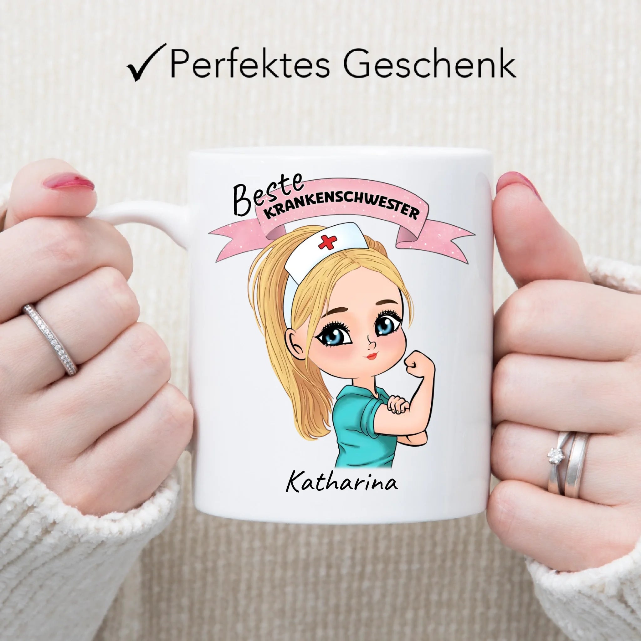 Tasse Krankenschwester Personalisiert Ärztin Pflegekraft Pflegerin Sanitäter Kollegin Freundin mit Name & Spruch Pflegefachfrau Geschenk
