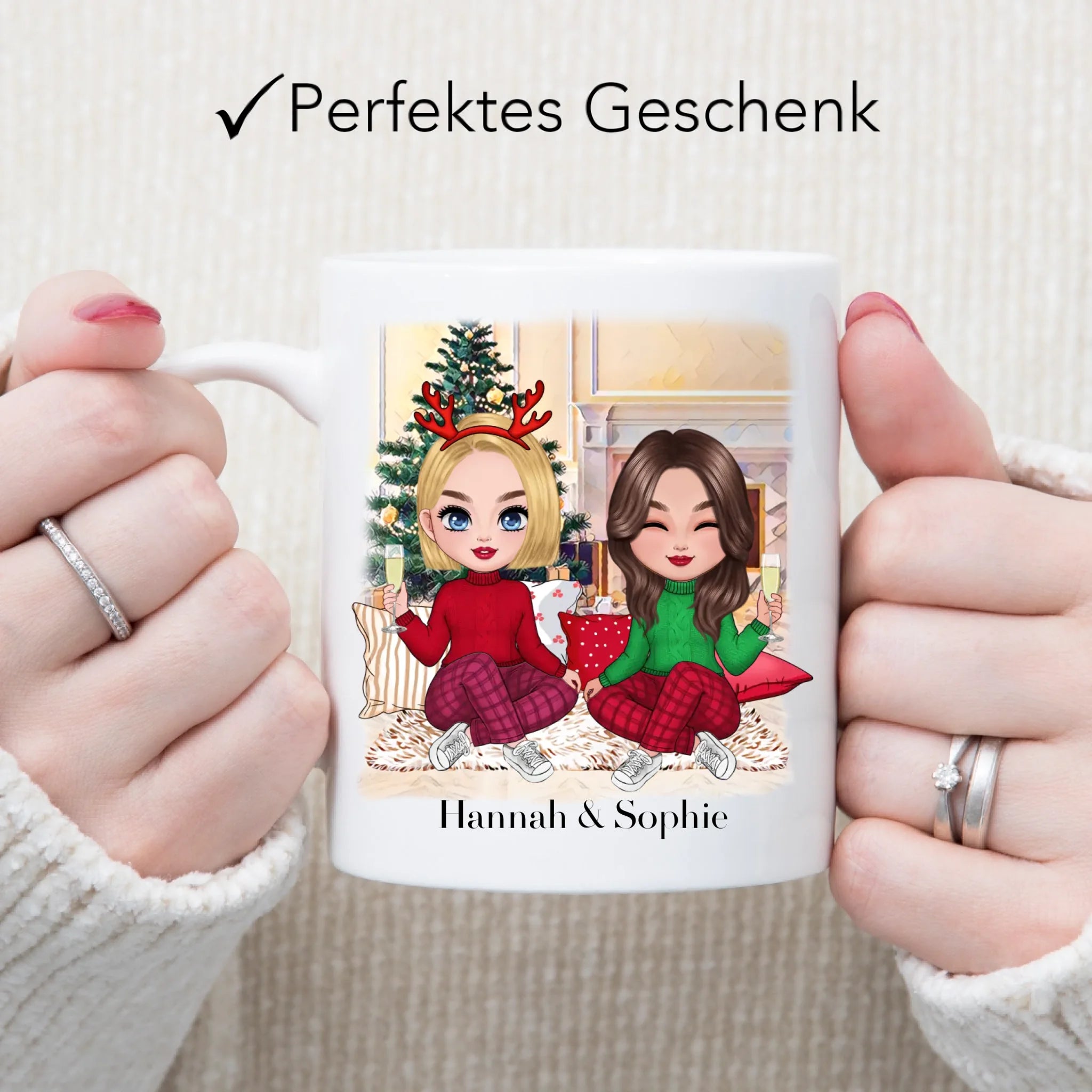 Tasse Beste Freundinnen Weihnachten Personalisiert Beste Freundin selbst gestalten Xmas Geschenk Freundinnengeschenk