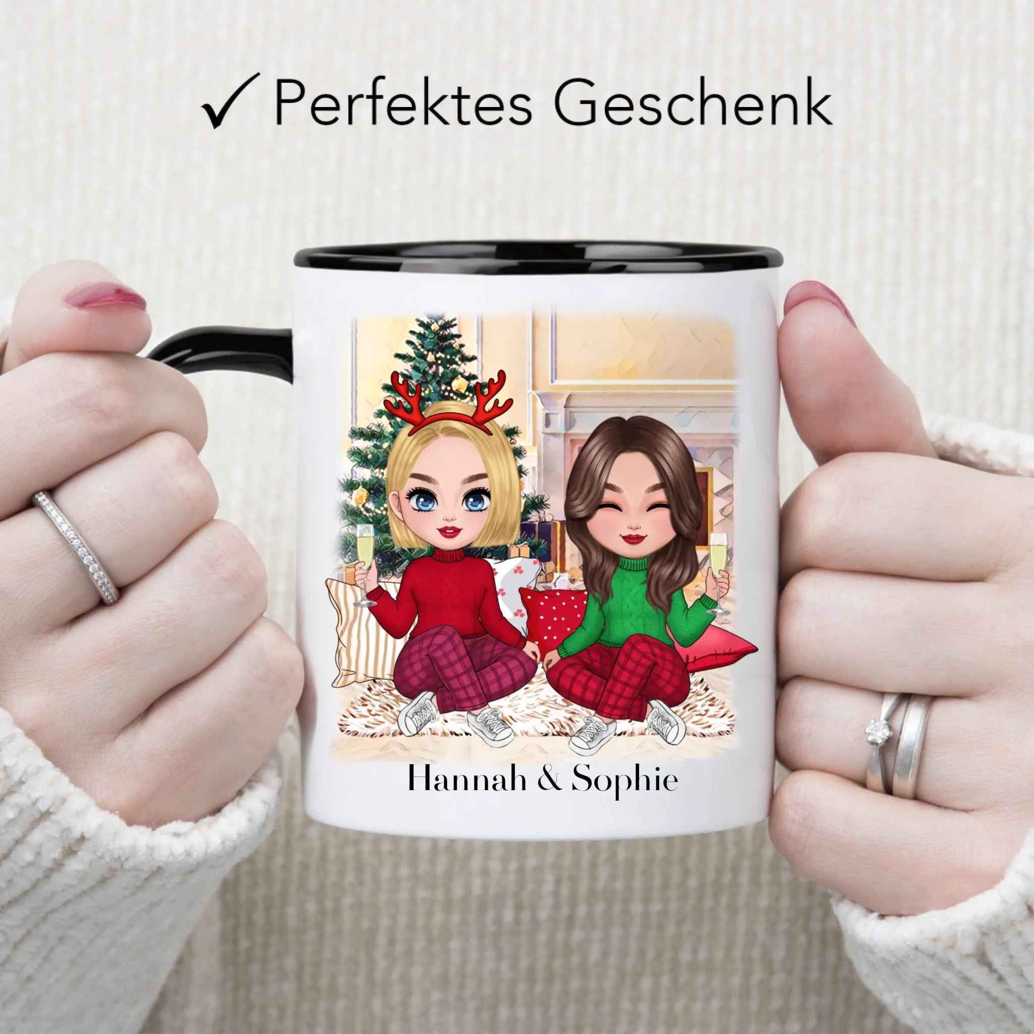 Tasse Beste Freundinnen Weihnachten Personalisiert Beste Freundin selbst gestalten Xmas Geschenk Freundinnengeschenk