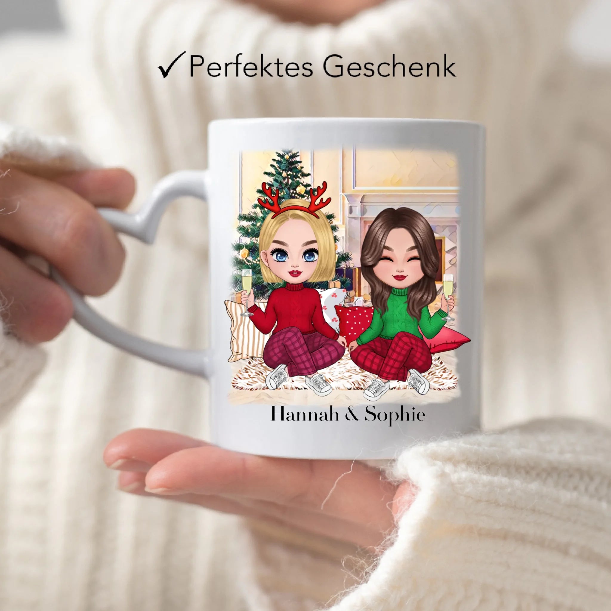 Tasse Beste Freundinnen Weihnachten Personalisiert Beste Freundin selbst gestalten Xmas Geschenk Freundinnengeschenk
